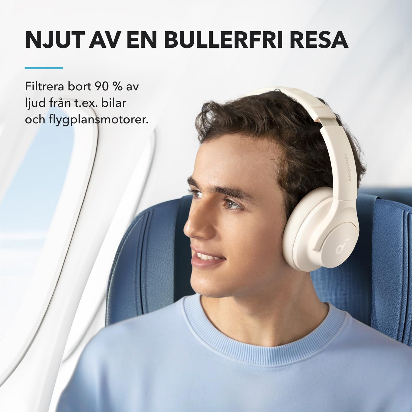 Soundcore by Anker Hybrid Active Noise Cancelling Wireless Over-Ear Headphones – Foldable Bluetooth with Hi-Res Audio, Powerful Bass & Customizable App Controls