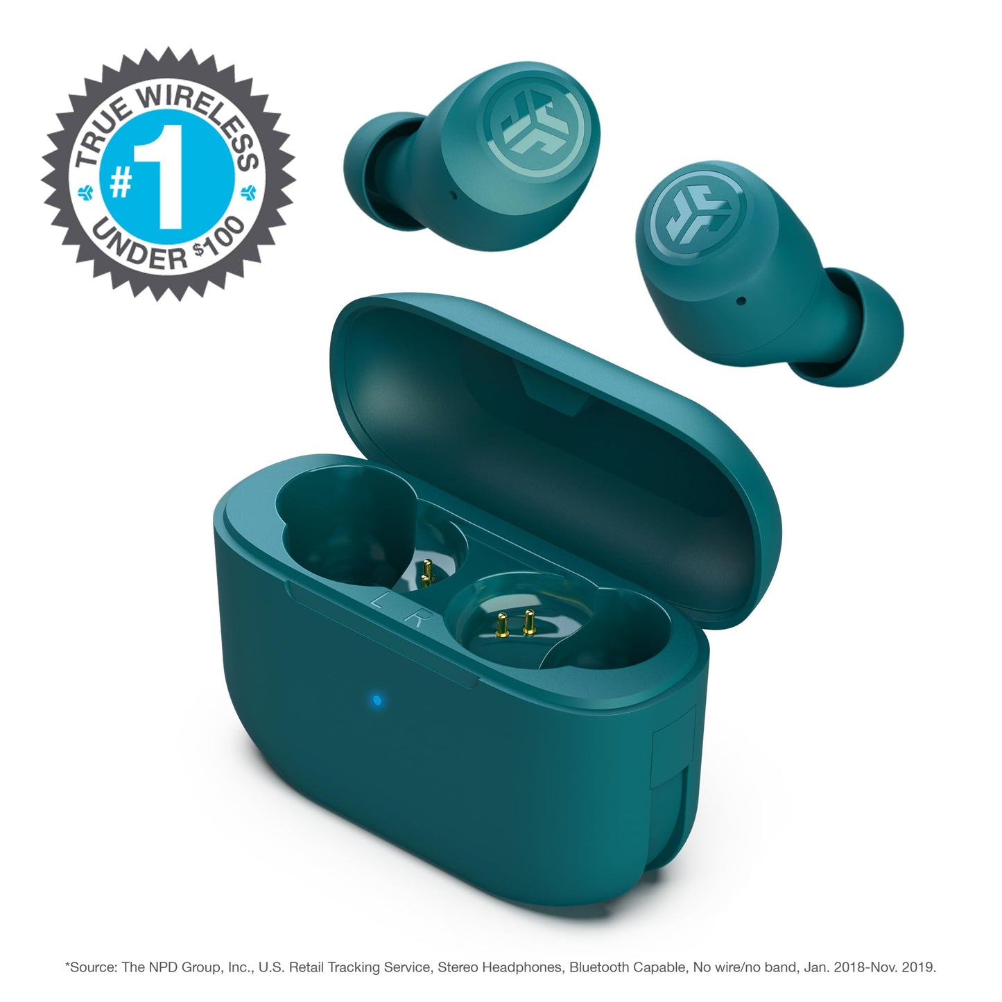 JLab Go Air Pop+ True Wireless Earbuds – Bluetooth Earphones with 35H Playtime, USB-C Charging Case, EQ3 Sound & Multipoint, Black