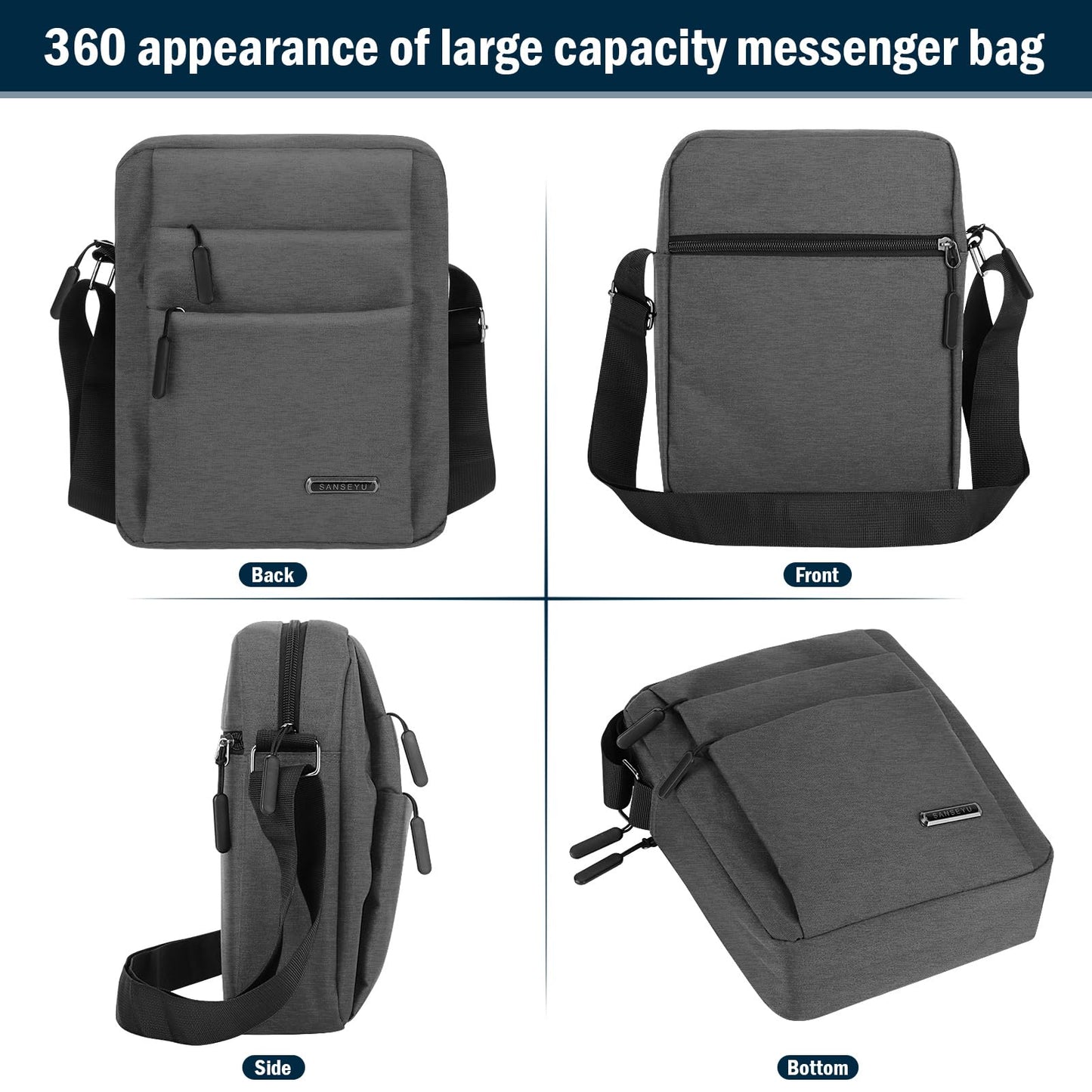 Messenger Bag Shoulder Crossbody Bags Men's Small Side Casual Handbag Waterproof Anti Theft Lightweight and Multiple Pockets for Men Women Outdoor Daily Use
