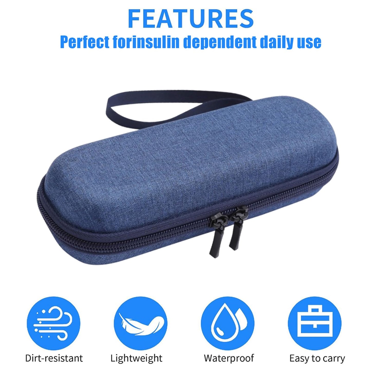 ARROMI Monjaro Insulin Cooler Travel Case – Diabetic Medicine Bag with 2 Ice Packs for Supplies (Blue)