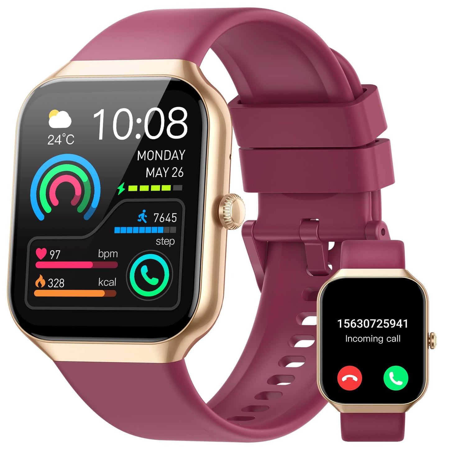 Smart Watch for Men Women Answer/Make Calls, 1.96" Fitness with Step Counter Heart Rate Sleep Monitor, Fitness Sports Activity Waterproof, Smartwatches for Android IOS