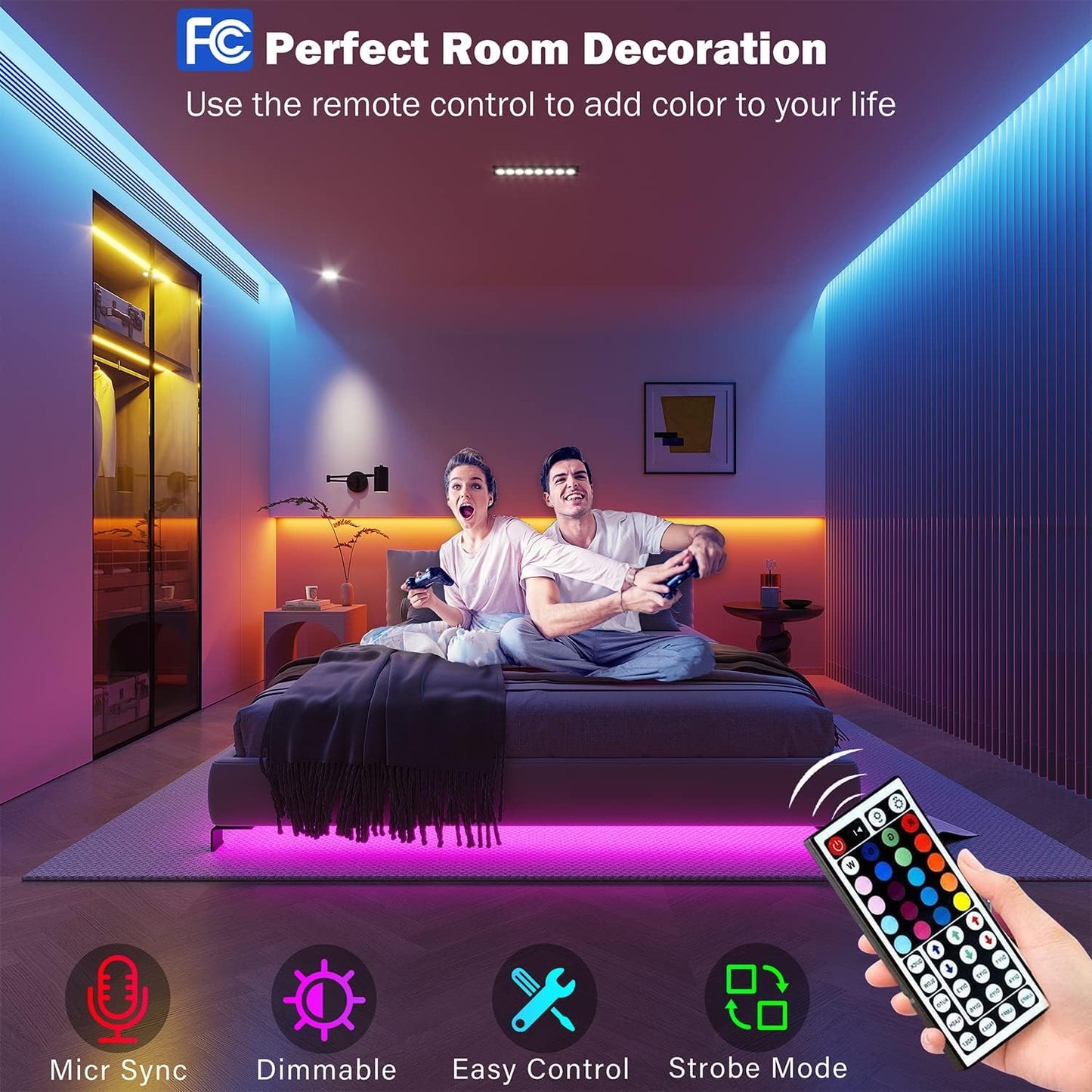 Keepsmile 30M LED Strip Lights – RGB Color Changing Bluetooth LED Light Strips with App & Remote Control, Music Sync, for Bedroom, Party, Home Decor