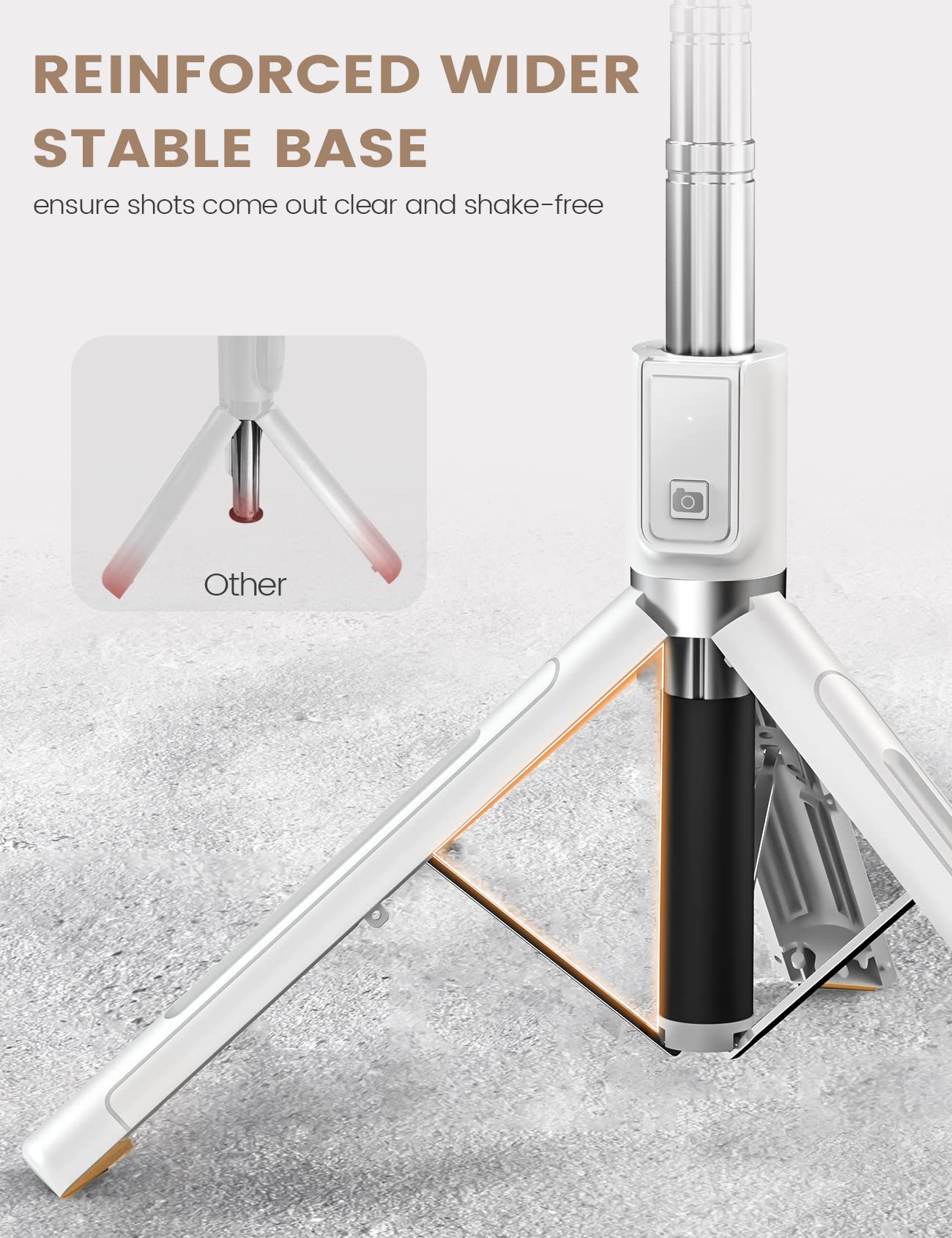 ANXRE Selfie Stick with Reinforced Tripod – 50” Extra Long Adjustable Phone Tripod with Detachable Wireless Remote, Compatible with iPhone & Samsung Smartphones