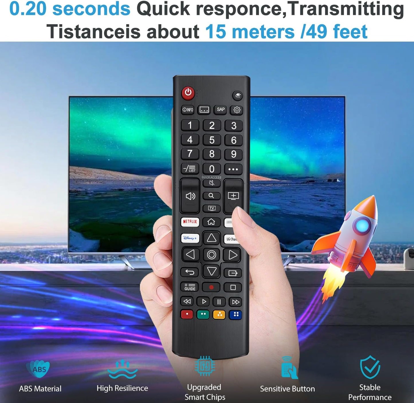 Universal Remote for LG TV – Works with All LG LED, OLED, LCD, 4K & Smart TVs, WebOS, Netflix, Disney+ & LG Channels Button