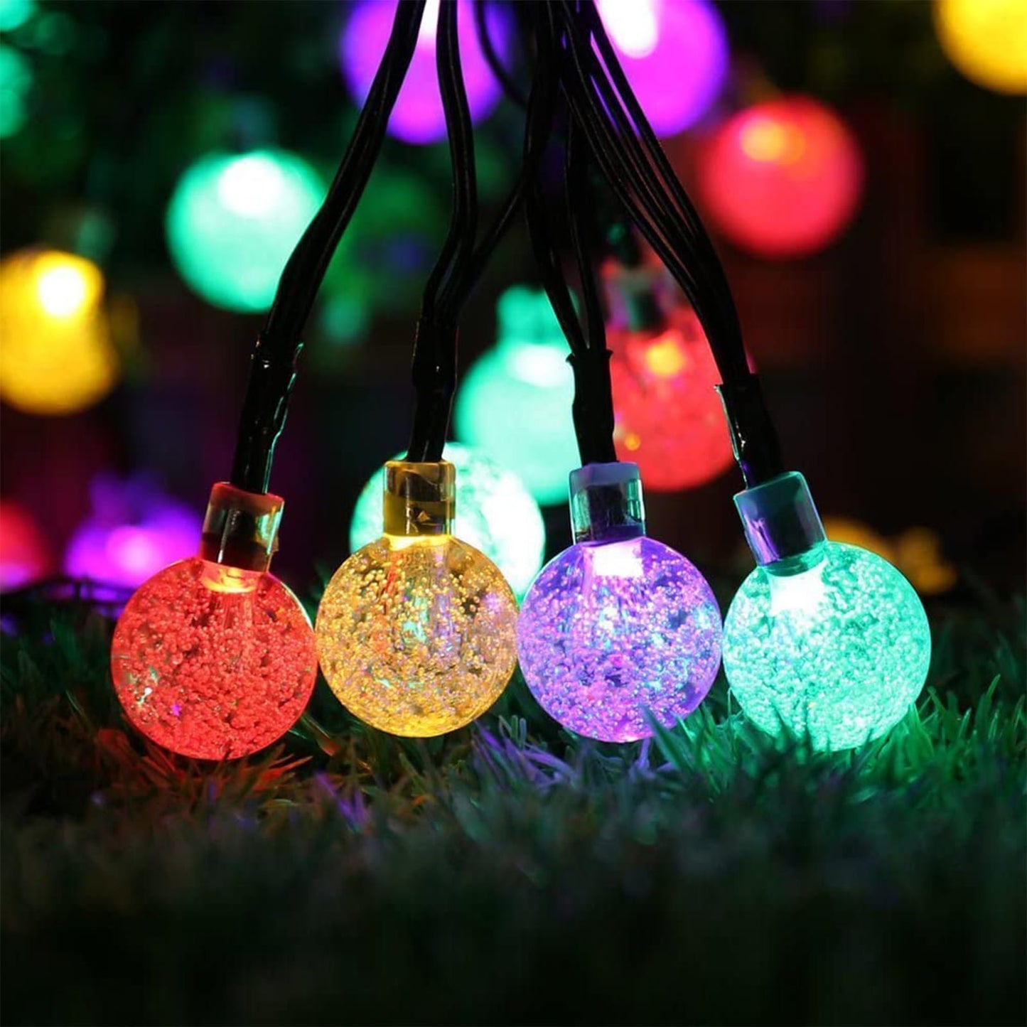 Solar Garden Lights Outdoor, 36ft 60 LED Solar String Lights Waterproof, Solar Powered Crystal Ball Indoor/Outdoor Fairy Lights Decorative Lights for Garden, Patio, Yard, Festival, Parties (White)