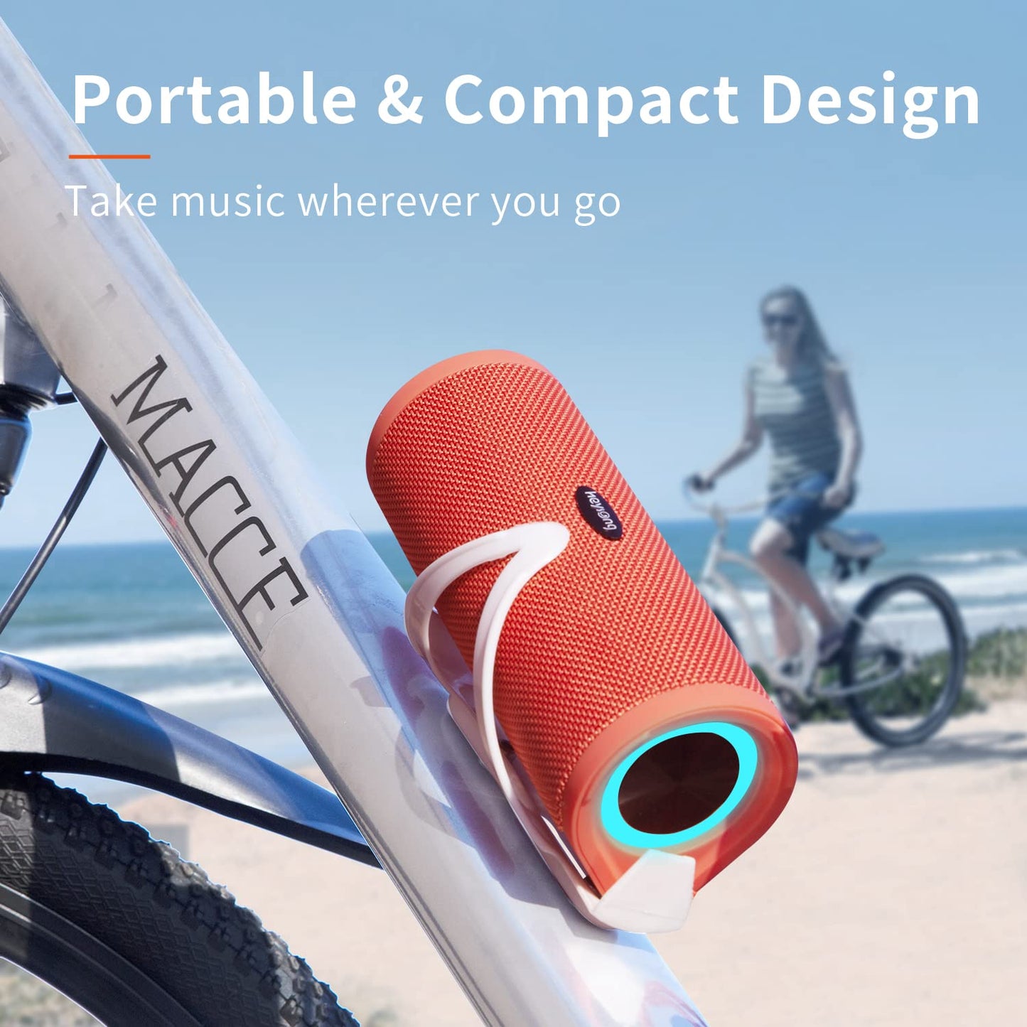 HEYSONG Portable Waterproof Bluetooth Speaker with LED Light – IPX7 Floating, Enhanced Bass, 40H Playtime, TF Card, True Wireless Stereo