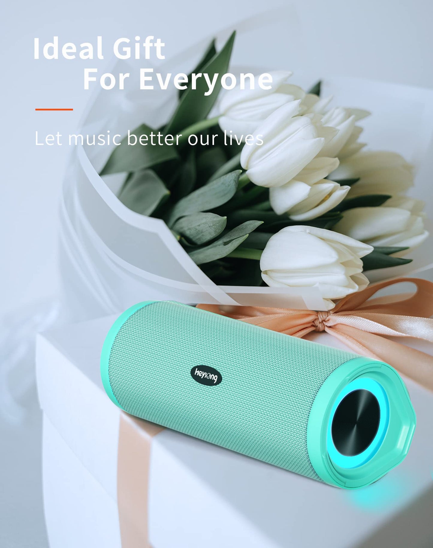 HEYSONG Portable Waterproof Bluetooth Speaker with LED Light – IPX7 Floating, Enhanced Bass, 40H Playtime, TF Card, True Wireless Stereo