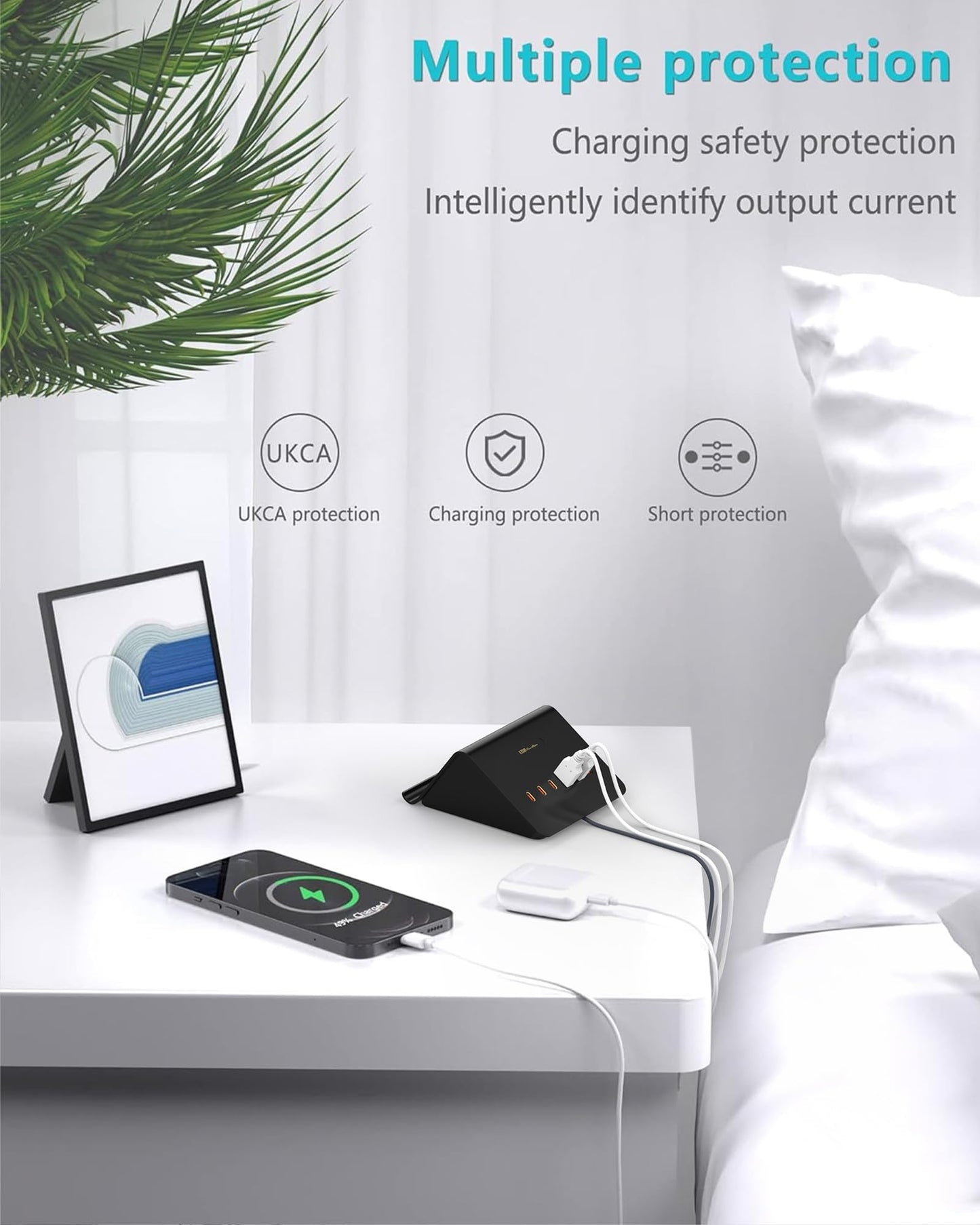 Qurzou USB Charging Station 25W USB Fast Charger Plug,Multi USB Wall Charger for iPhone 15/14/13/12,Samsung Galaxy S23/S22/S21,Android etc