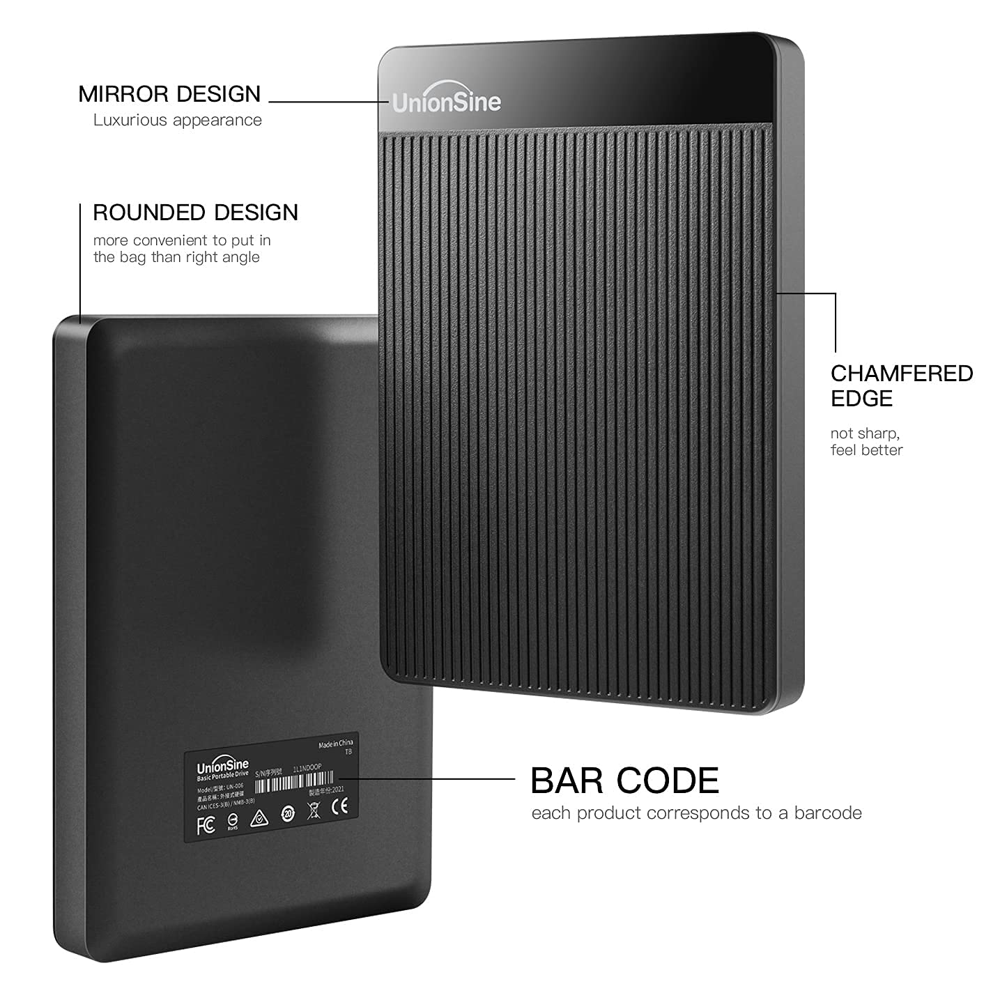 UnionSine External Hard Drive 500GB Ultra Slim Portable USB 3.0 HDD StorageCompatible for PC,Mac, Laptop, Xbox, Xbox one