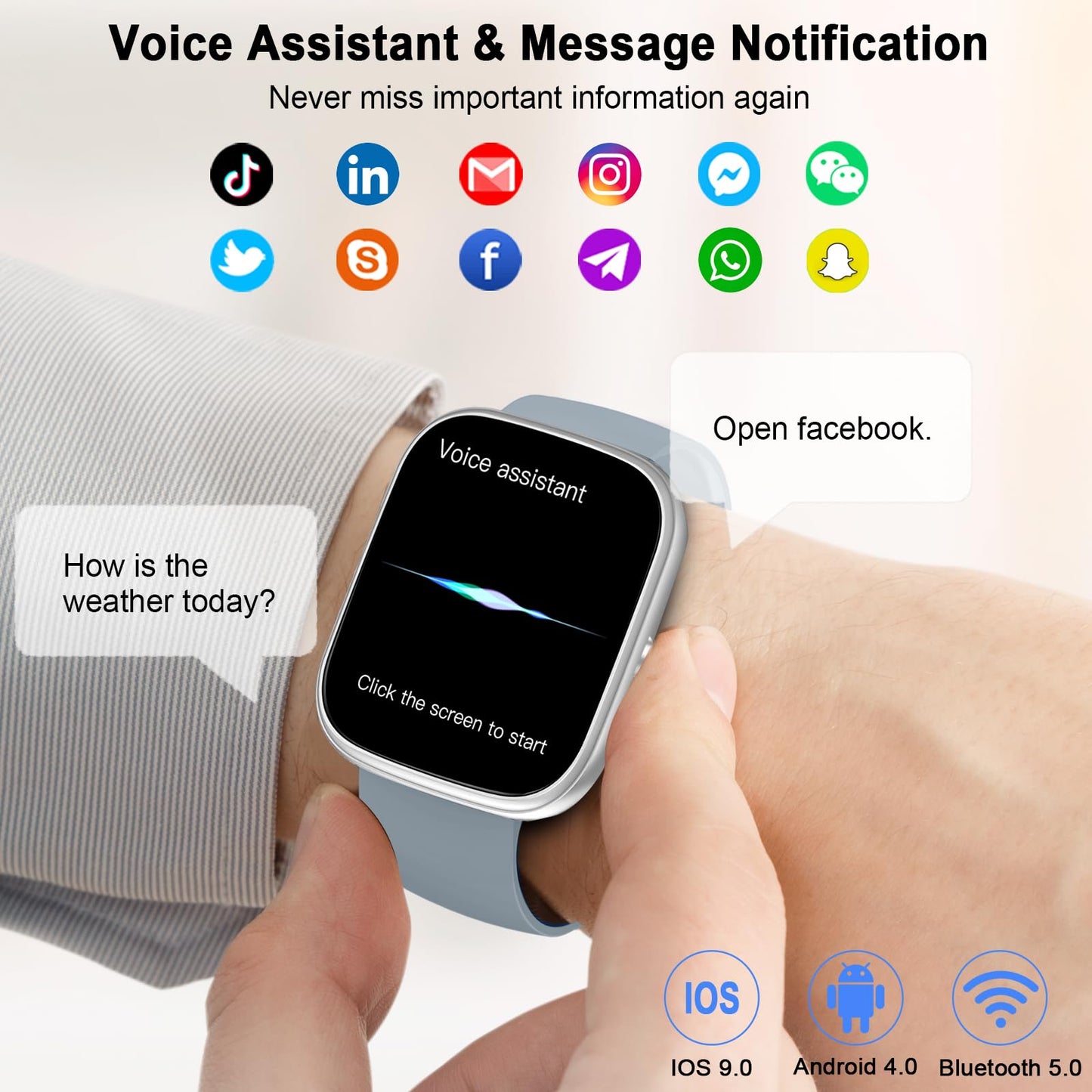 Smart Watch for Men Women Answer/Make Calls, 1.91" Fitness with Heart Rate Sleep Monitor, Step Counter Fitness Sports Activity Waterproof