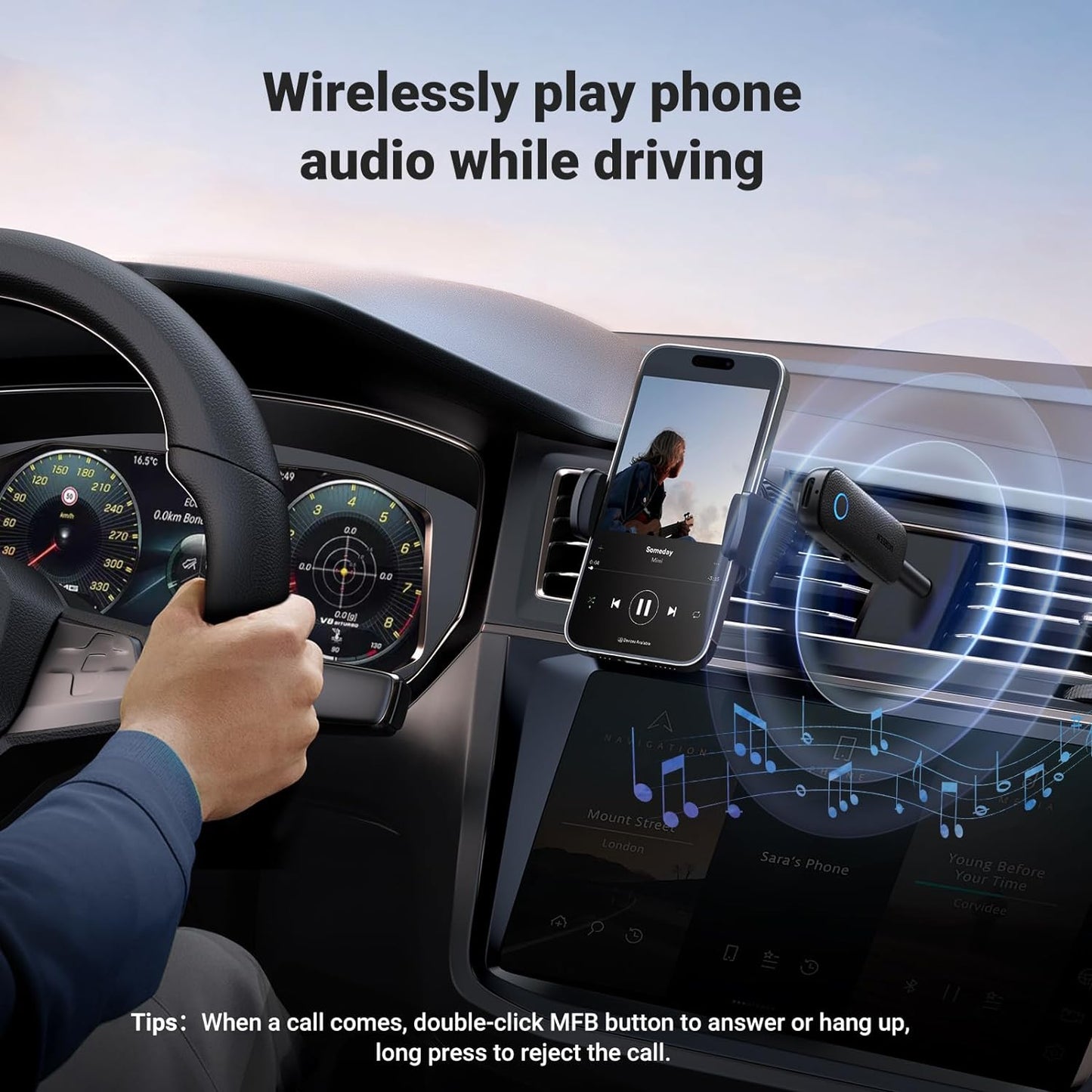 UGREEN Bluetooth Transmitter Receiver, Wireless Aux Bluetooth Adapter 3.5mm,Long Battery Life, Dual Connection for TV, Home Stereo, Airplane, Gym, Speakers, Car