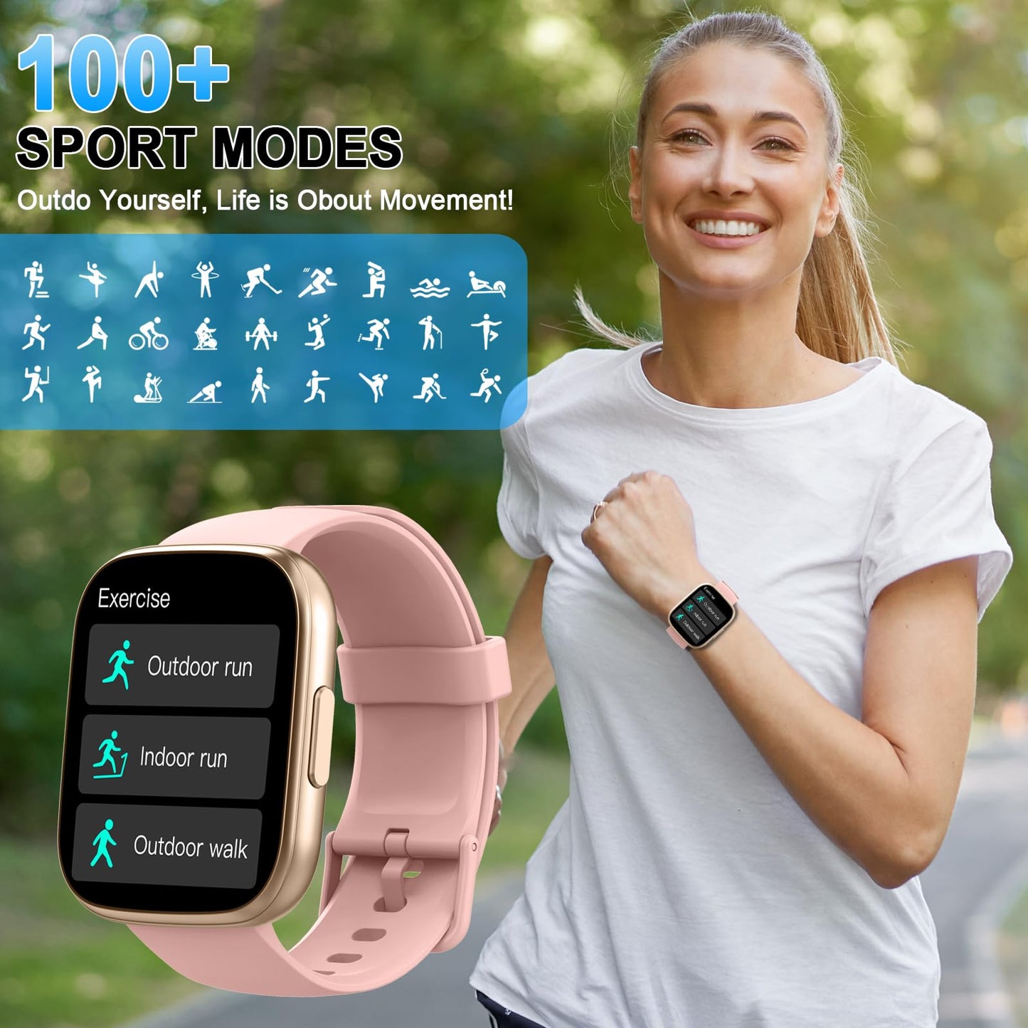 Smart Watch for Men & Women with Call Function, 1.95" HD Display, Heart Rate, SpO2, Sleep Tracker, 100+ Sports Modes, IP68 Waterproof Fitness Tracker for Android & iOS