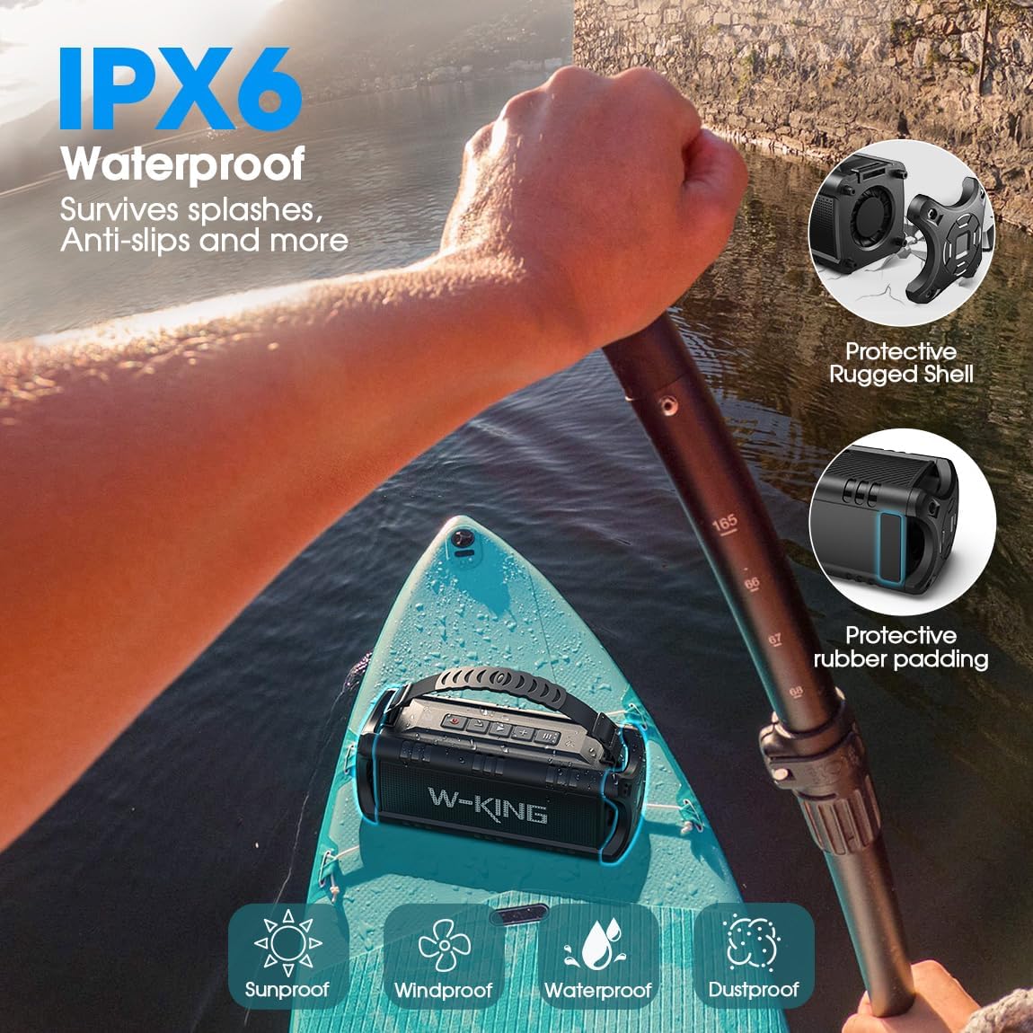 WKING Bluetooth Speaker, 30W Portable Wireless Loud Speakers Waterproof Outdoor Speaker with Punchy Bass,USB Playback -Powerful Speaker for Home, Party, Camping