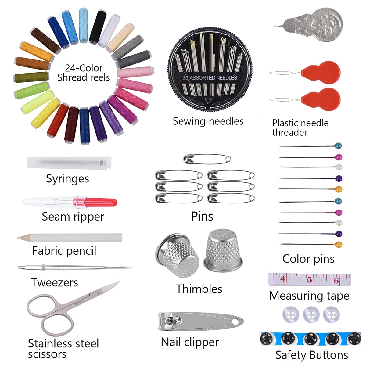 AUERVO Travel Mini Sewing Kit, Over 70 Premium Supplies, Filled with Needles, Scissors, Thimble, Thread, Tape Measure