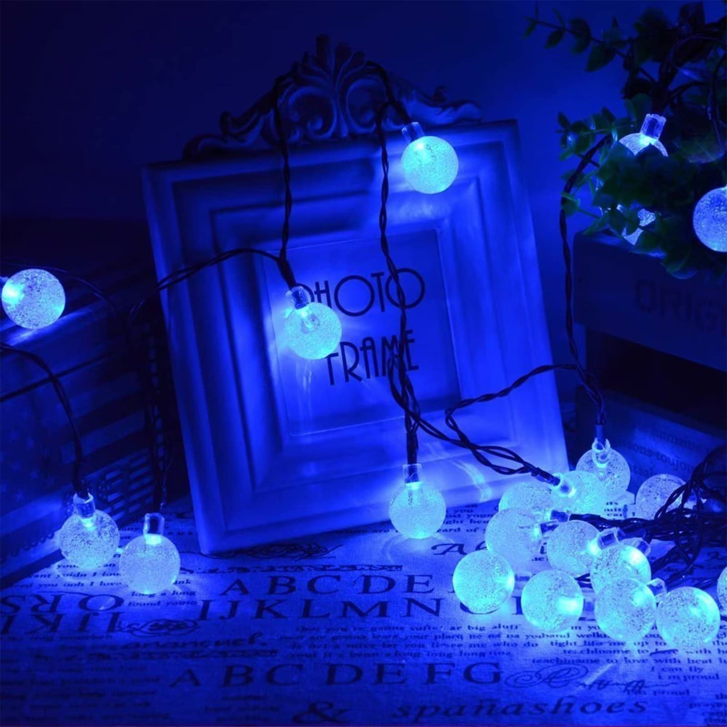 Solar Garden Lights Outdoor, 36ft 60 LED Solar String Lights Waterproof, Solar Powered Crystal Ball Indoor/Outdoor Fairy Lights Decorative Lights for Garden, Patio, Yard, Festival, Parties (White)