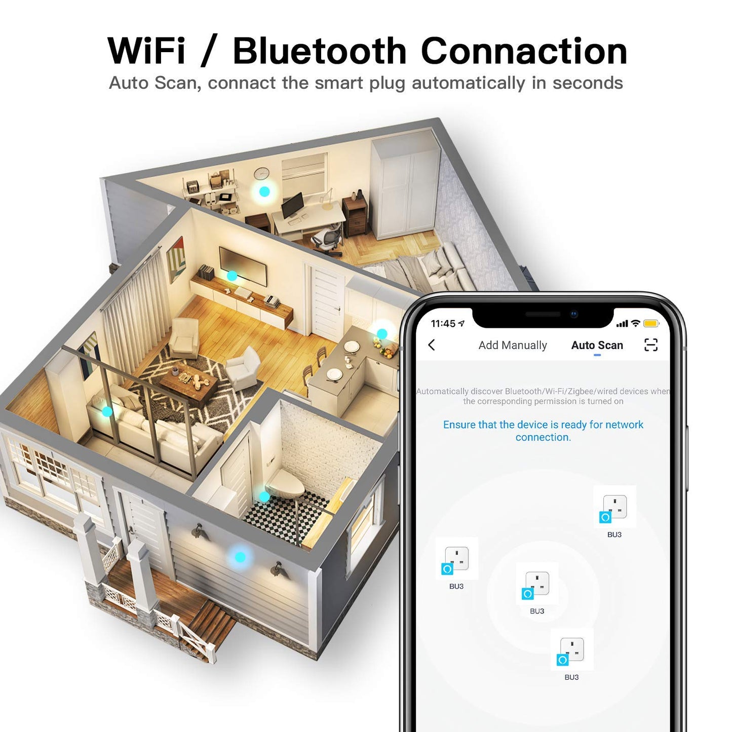 Smart Plug Alexa Plugs, Aoycocr Smart Socket with WiFi & Bluetooth, Works with Amazon Alexa Google Home, APP Remote Control Timer Switch WiFi Plug