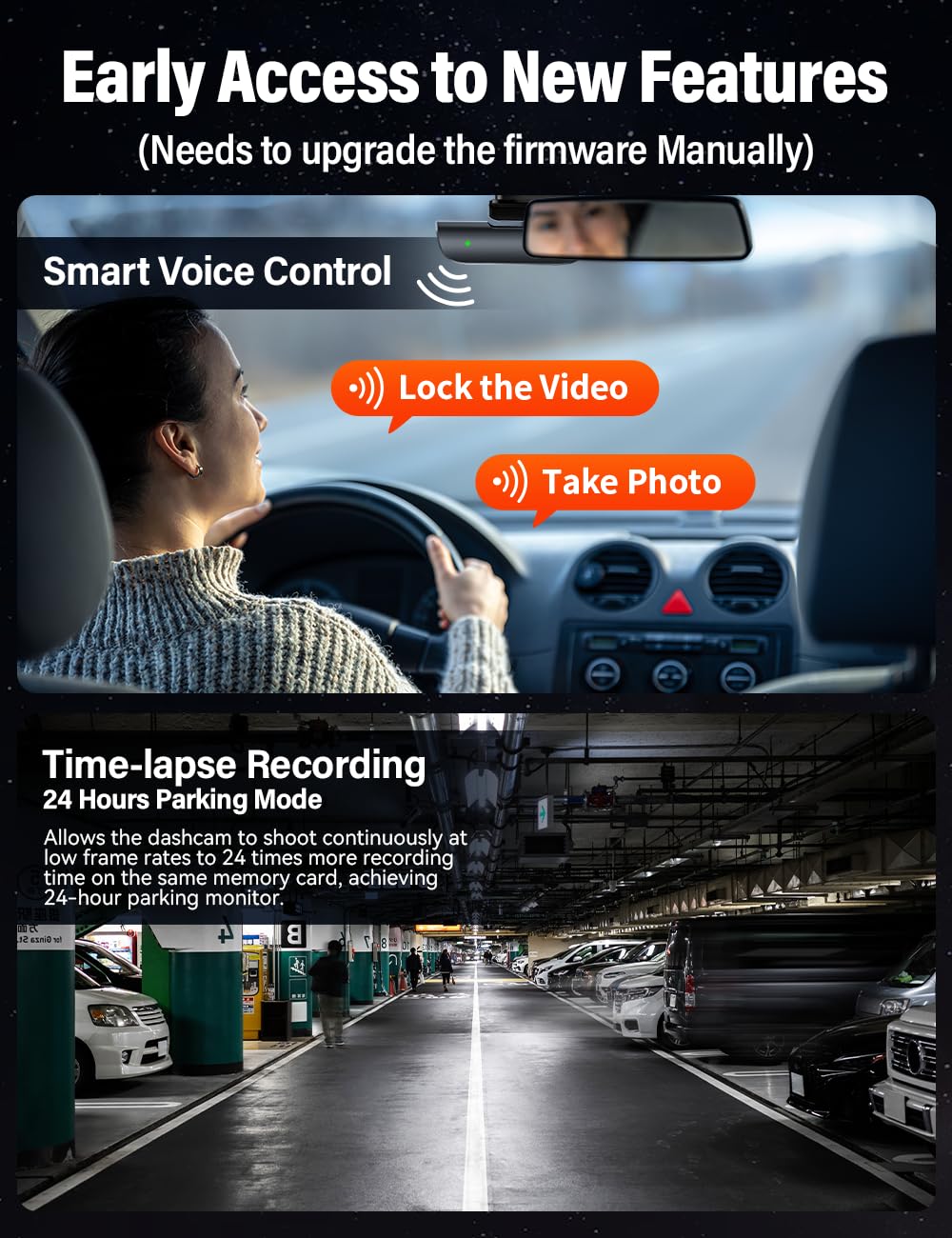 Dash Cam Front and Rear Built-in 5GHz WiFi