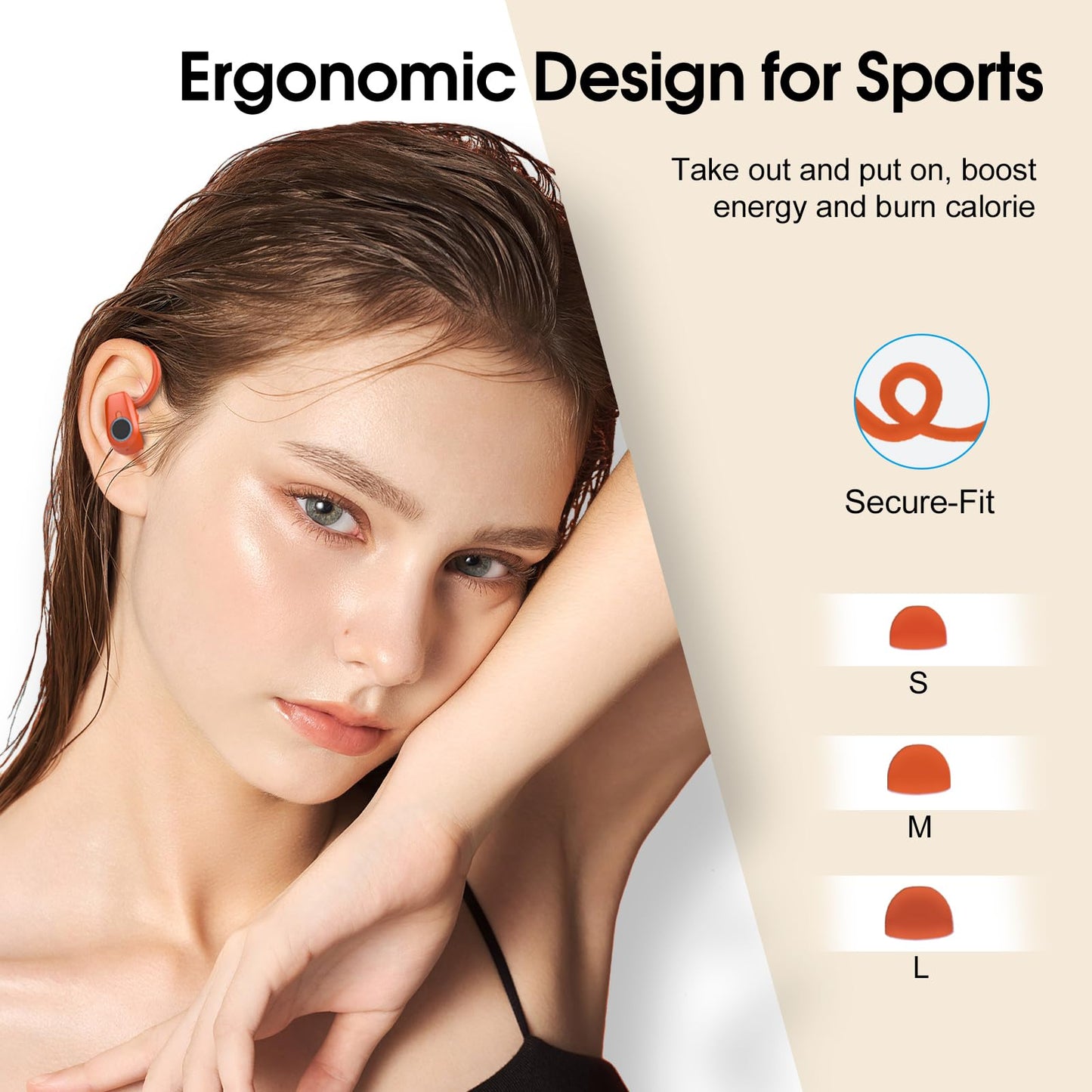 Waterproof Wireless Earbuds Bluetooth 5.3 – 4 ENC Noise Canceling Mics, 50H Battery, Dual LED Display, Sport Earhooks