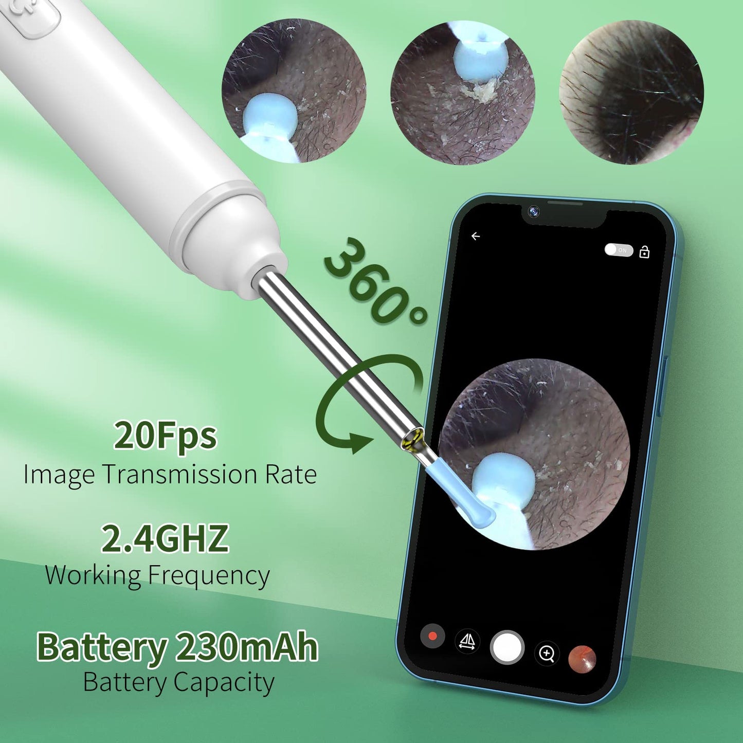 VITCOCO Ear Wax Removal Kit with 1920P HD Camera – Visual Ear Cleaner Otoscope with 6 LED Lights, 3mm Lens, Ear Cleaning Tool for iPhone, iPad & Android