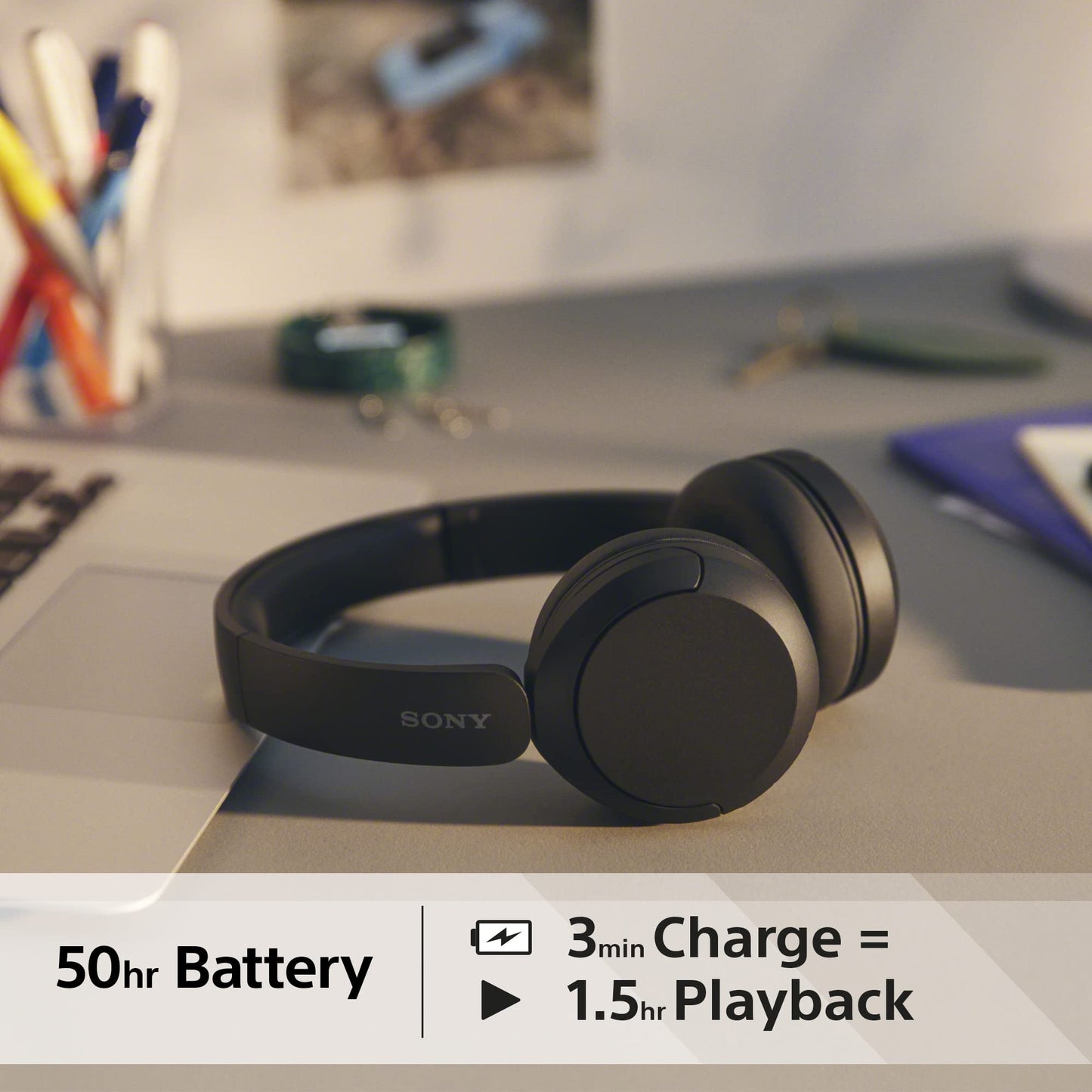 Sony Wireless Bluetooth Headphones - up to 50 Hours Battery Life with Quick Charge, On-ear style