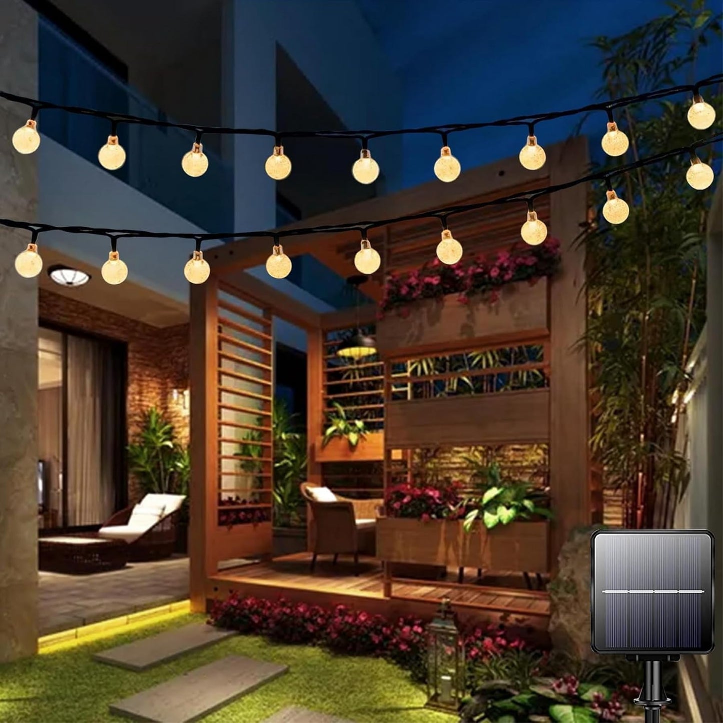 Lezonic Solar Fairy Lights Outdoor – 50 LED Waterproof String Lights