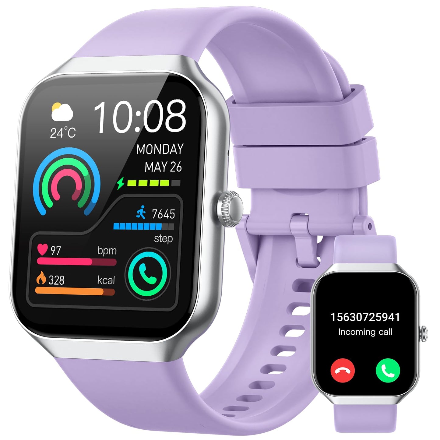 Smart Watch for Men Women Answer/Make Calls, 1.96" Fitness with Step Counter Heart Rate Sleep Monitor, Fitness Sports Activity Waterproof, Smartwatches for Android IOS