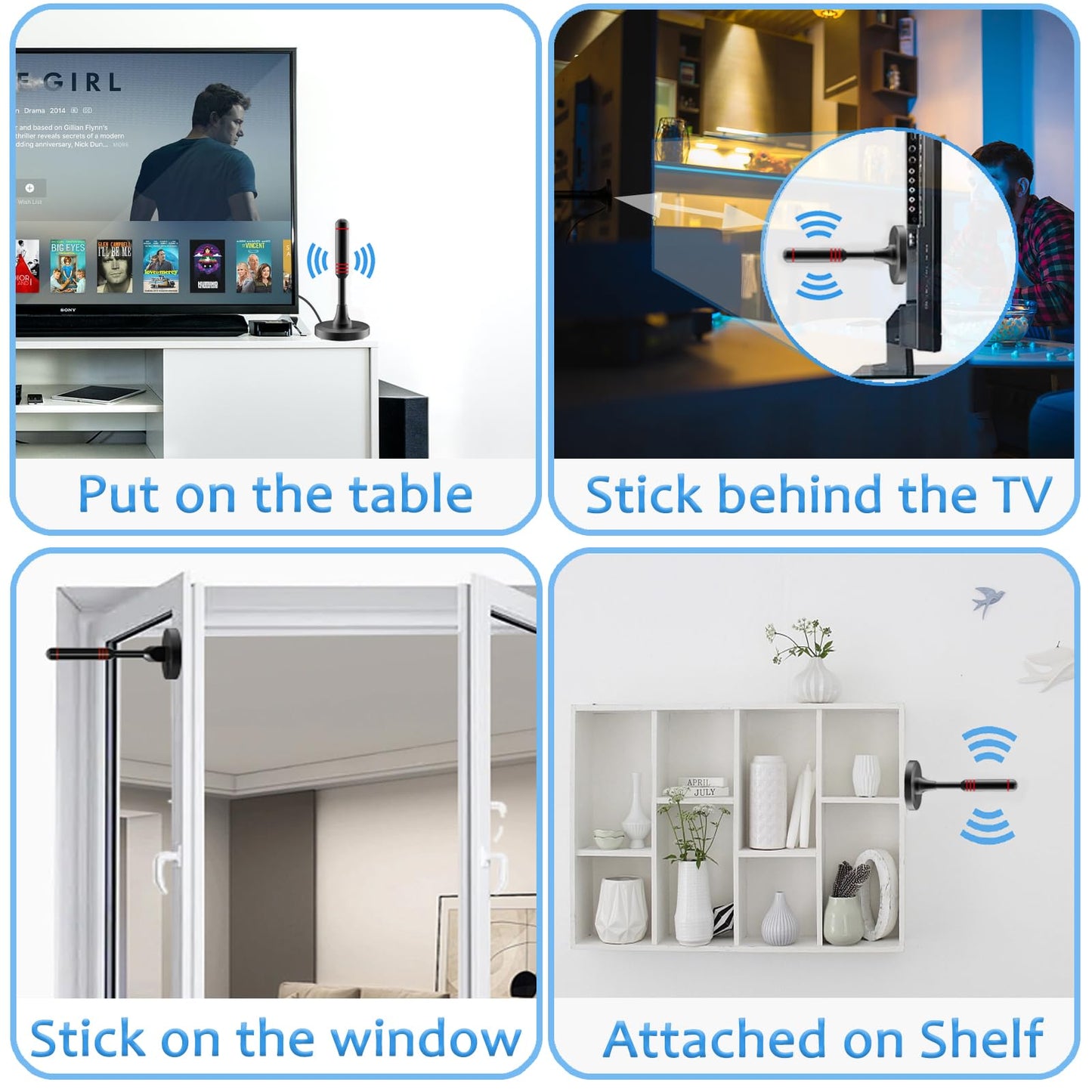 2025 Newest TV Aerial - Indoor TV Aerial for Smart TV with Signal Booster - Digital TV Aerial for Freeview TV 600 Miles Long Range Support 4K 1080P -With Magnetic Base / 16.5FT Coax Cable