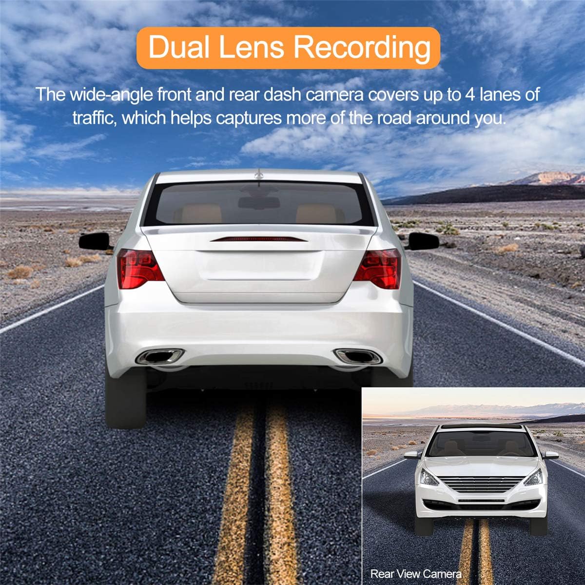 Dash Cam for Cars Front and Rear and SD Card Included 1080P Full HD In Car Camera Dual Lens Dashcam for Cars 170 Wide Angle Sony Sensor with Loop Recording and G-sensor