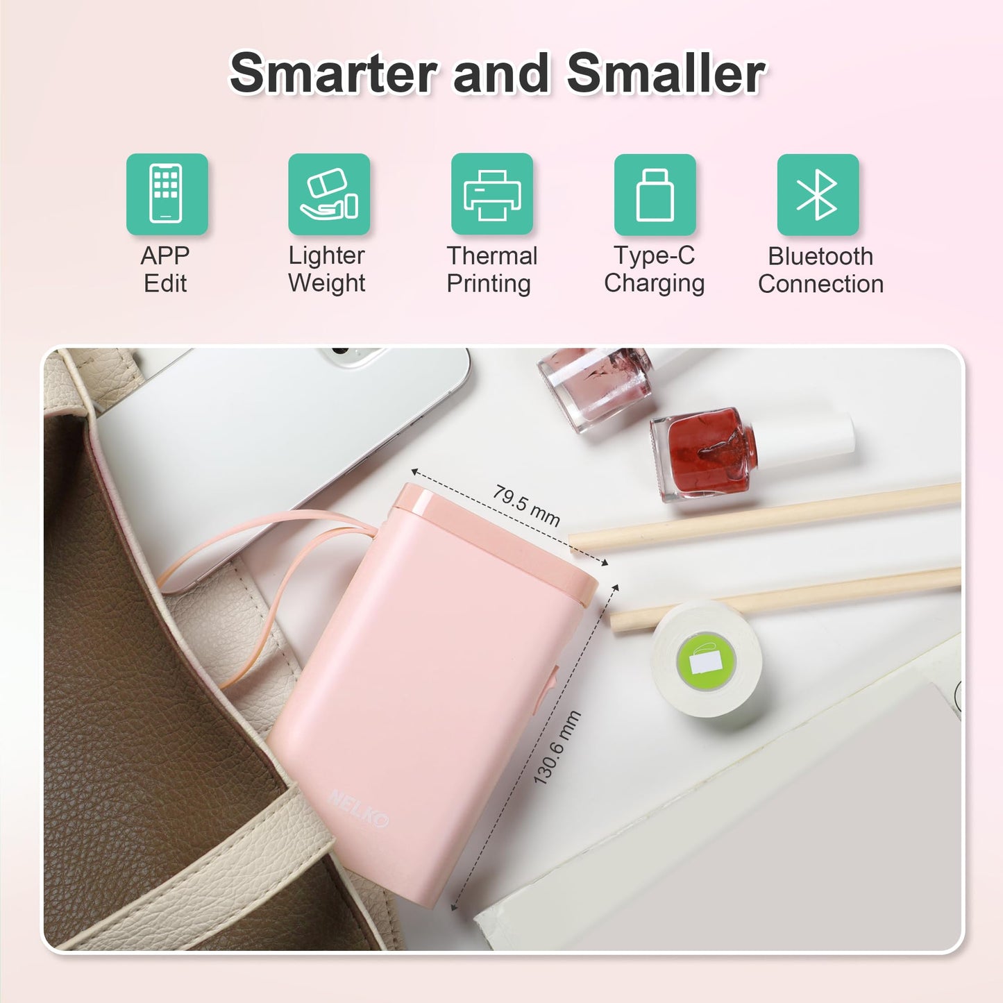 Nelko Label Maker Machine P21 – Bluetooth Portable Label Printer with Tape, Mini Wireless Sticker Maker for Organizing, Barcode, Home & Office – White