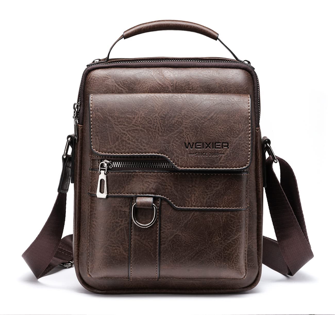 A-QMZL Men's Shoulder Bag Leather Business Travel Daily Use (dark brown)