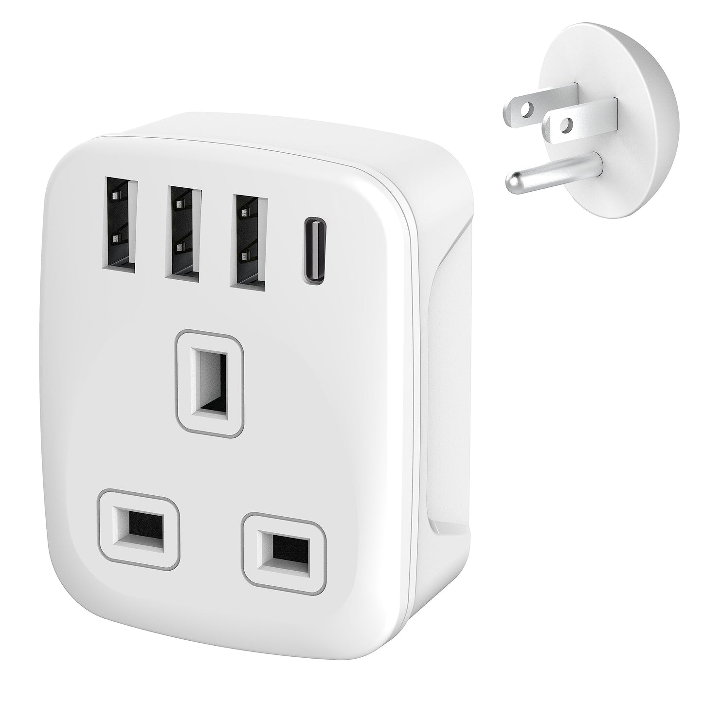 Amoi UK to South Africa Plug Adapter,Grounded Type M South Africa Plug Adapter, with 4 USB Ports 17W USB C Fast Travel Charger, Africa,Namibia, Swaziland, Lesotho, Bhutan,Botswana(Type M)