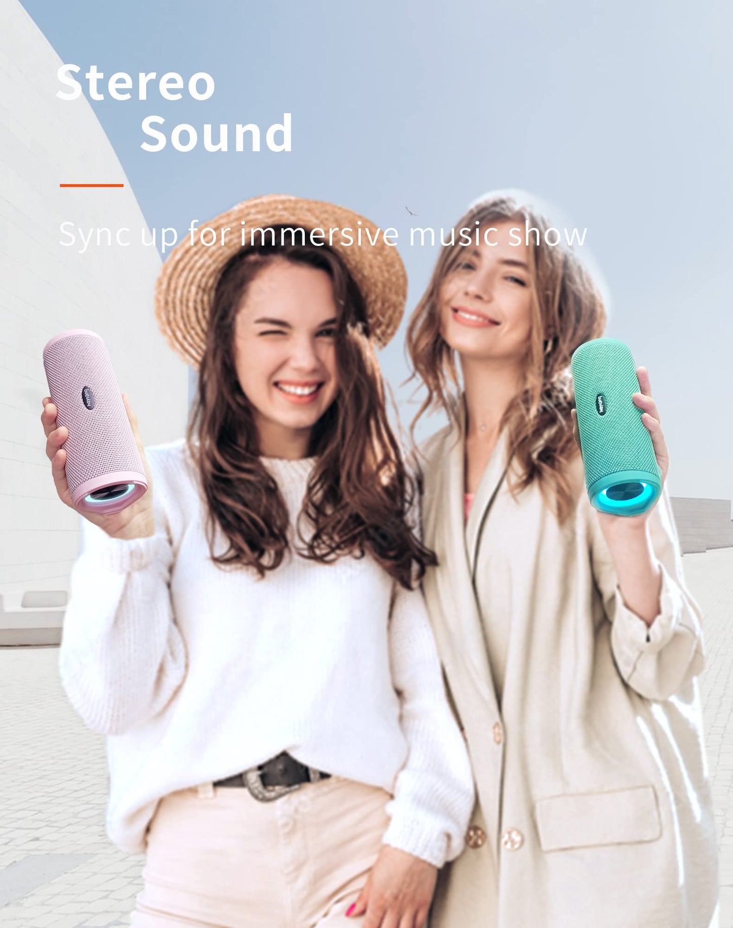 HEYSONG Portable Waterproof Bluetooth Speaker with LED Light – IPX7 Floating, Enhanced Bass, 40H Playtime, TF Card, True Wireless Stereo