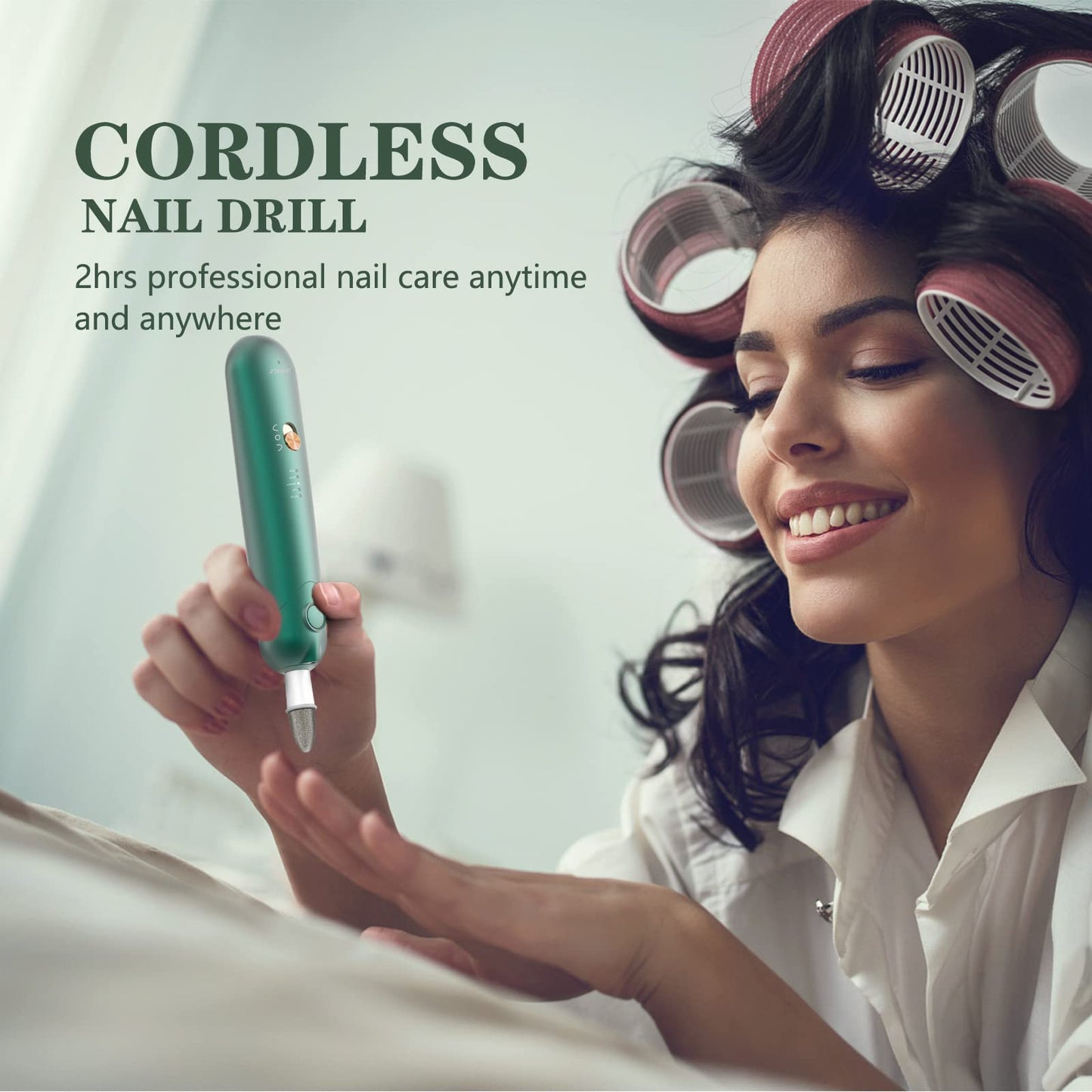 POLAMD Cordless Manicure & Pedicure Set – Rechargeable Electric Nail File with 5 Speeds, LED Light & Durable Attachments for Cuticles and Hard Skin Removal