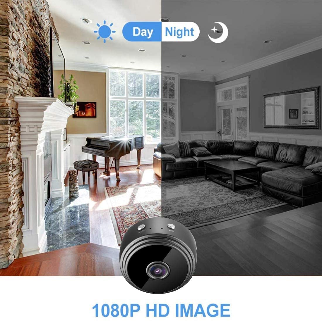 KXYINOS 1080P HD WiFi Nanny Camera with Night Vision & Motion Detection – Hidden Spy Camera for Home Security Indoor & Outdoor