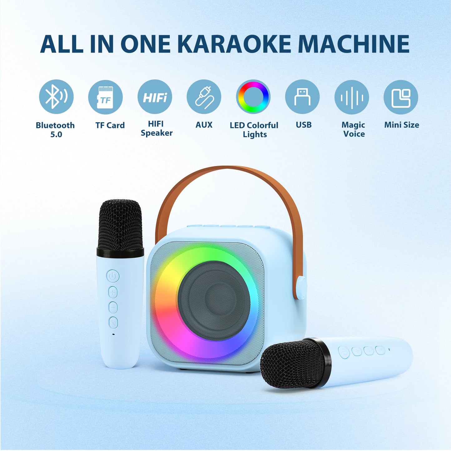 Jeefu Kids Karaoke Toys Machines with 1 Microphone, Toys for 3-12 Years Old Girls Gifts, Mini Kids Bluetooth Sperker Toy for Singing, Christmas Birthday Gifts