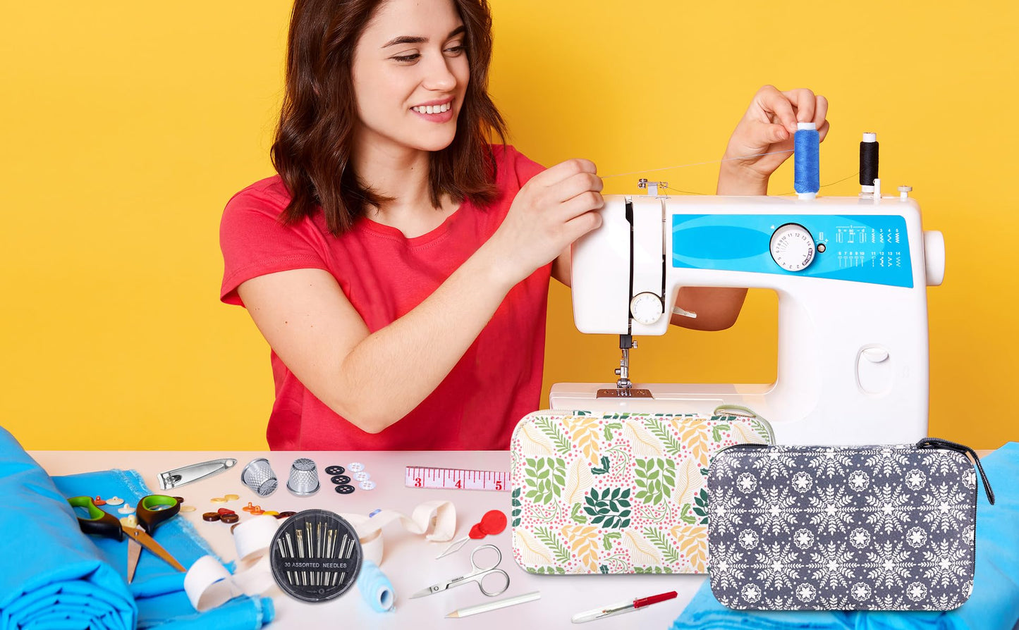 AUERVO Travel Mini Sewing Kit, Over 70 Premium Supplies, Filled with Needles, Scissors, Thimble, Thread, Tape Measure