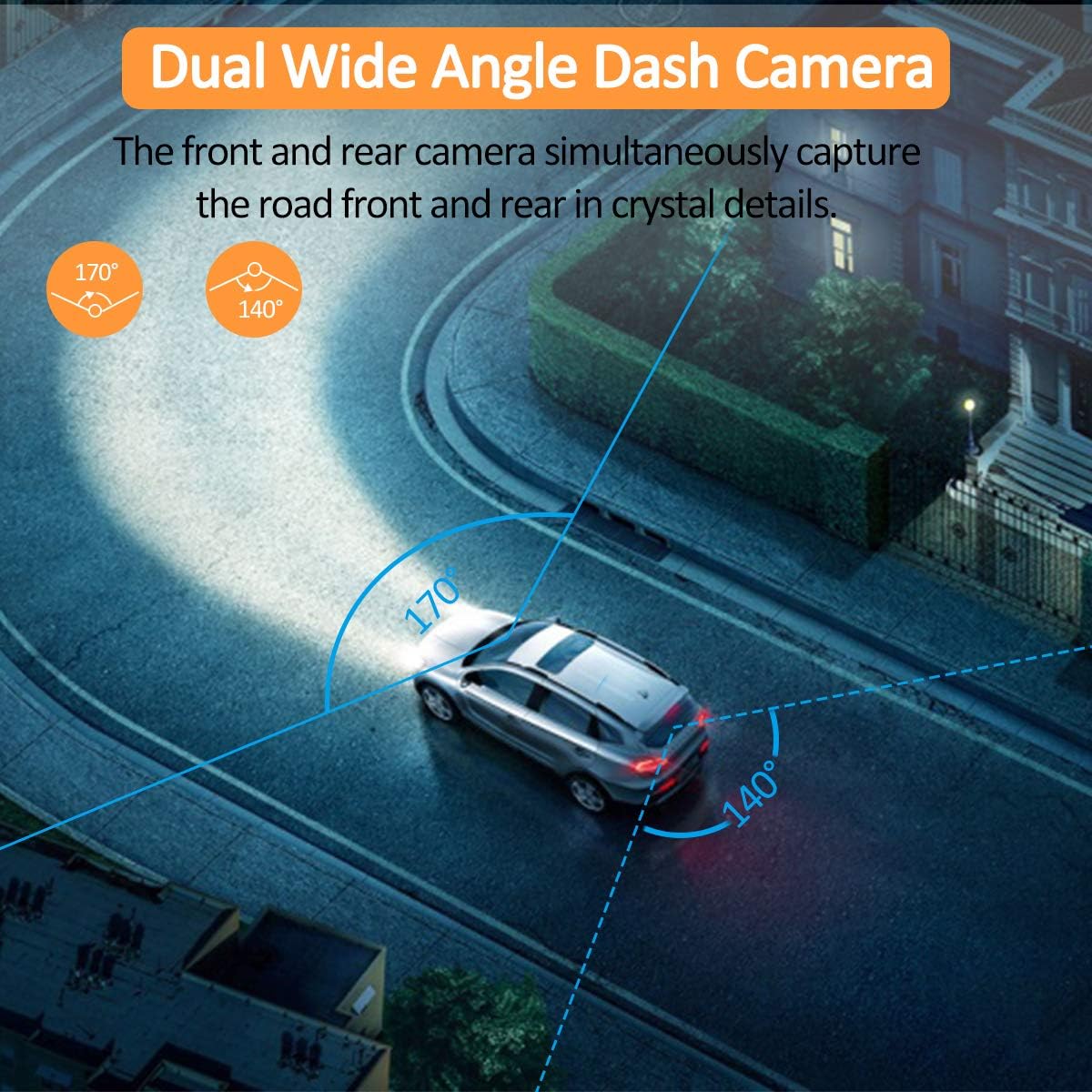 Dash Cam for Cars Front and Rear and SD Card Included 1080P Full HD In Car Camera Dual Lens Dashcam for Cars 170 Wide Angle Sony Sensor with Loop Recording and G-sensor