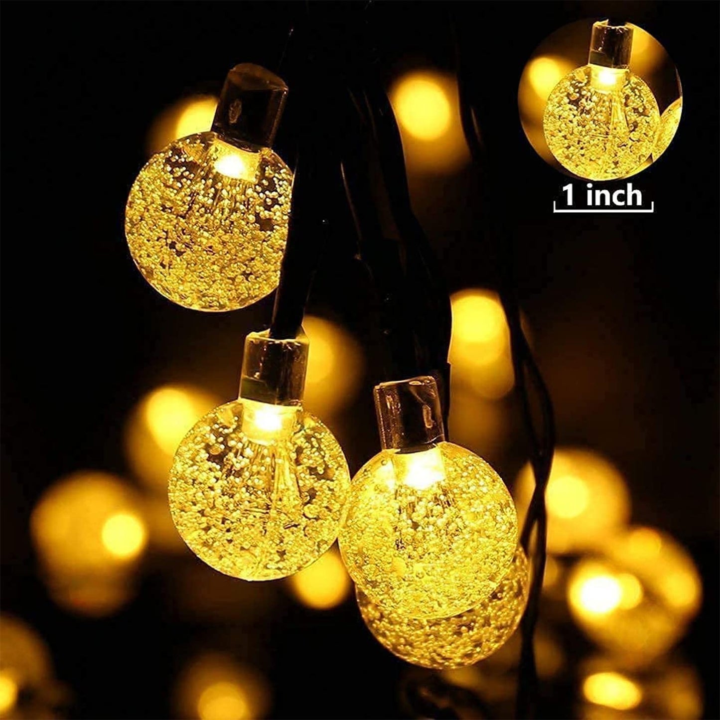 Solar Garden Lights Outdoor, 36ft 60 LED Solar String Lights Waterproof, Solar Powered Crystal Ball Indoor/Outdoor Fairy Lights Decorative Lights for Garden, Patio, Yard, Festival, Parties (White)