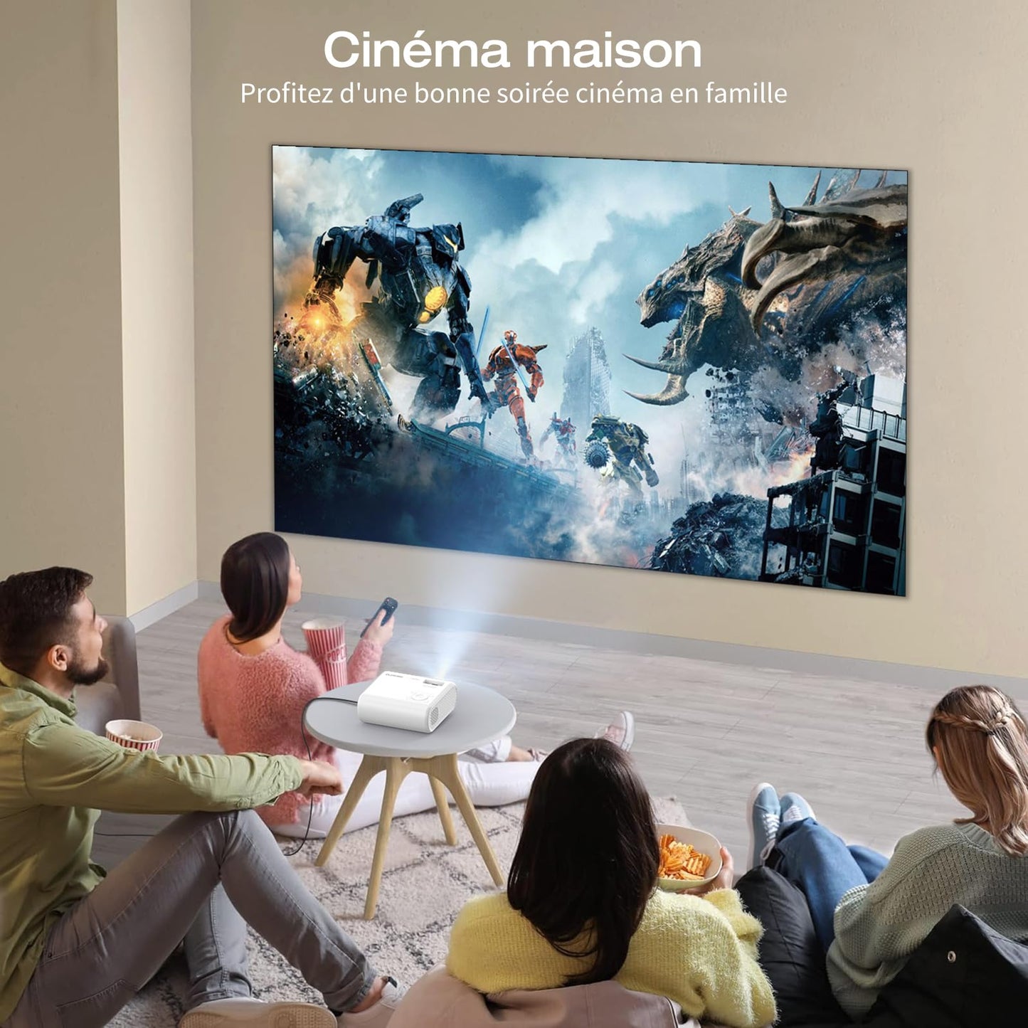 Mini Projector Portable 20000 Lux Projector 4K Supported 180° Rotation & Auto Keystone, Outdoor Compatible with TV Stick/Windows/iOS/Android/HDMI/USB (1080P)