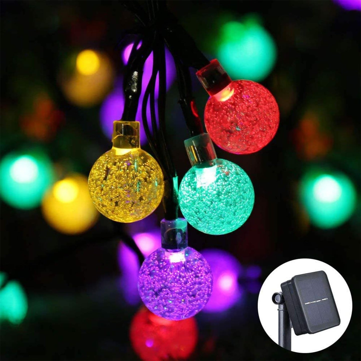 Solar Garden Lights Outdoor, 36ft 60 LED Solar String Lights Waterproof, Solar Powered Crystal Ball Indoor/Outdoor Fairy Lights Decorative Lights for Garden, Patio, Yard, Festival, Parties (White)