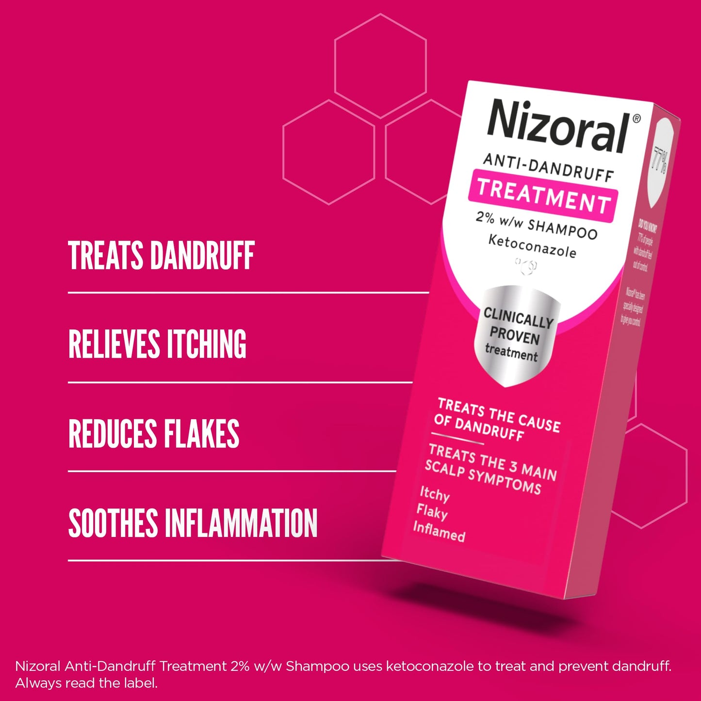 Nizoral Anti-dandruff Shampoo, Treats and Prevents Dandruff, Suitable for Dry Flaky and Itchy Scalp, Contains Ketoconazole - 60ml