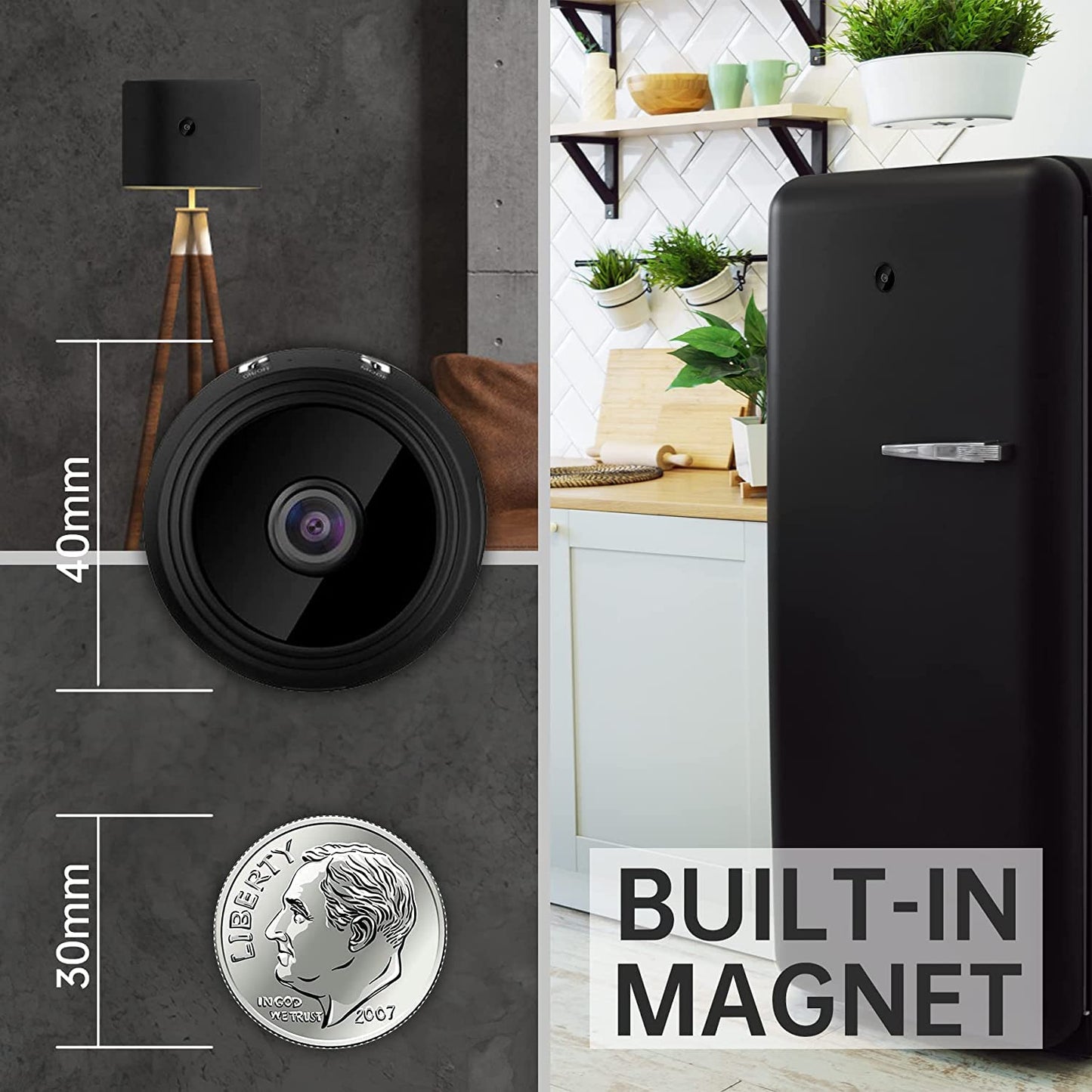 WiFi Camera 1080P HD Nanny Camera with Night Vision Motion Detection, Hidden Spy Home Security Nanny Cam Perfect Video for Indoor and Outdoor