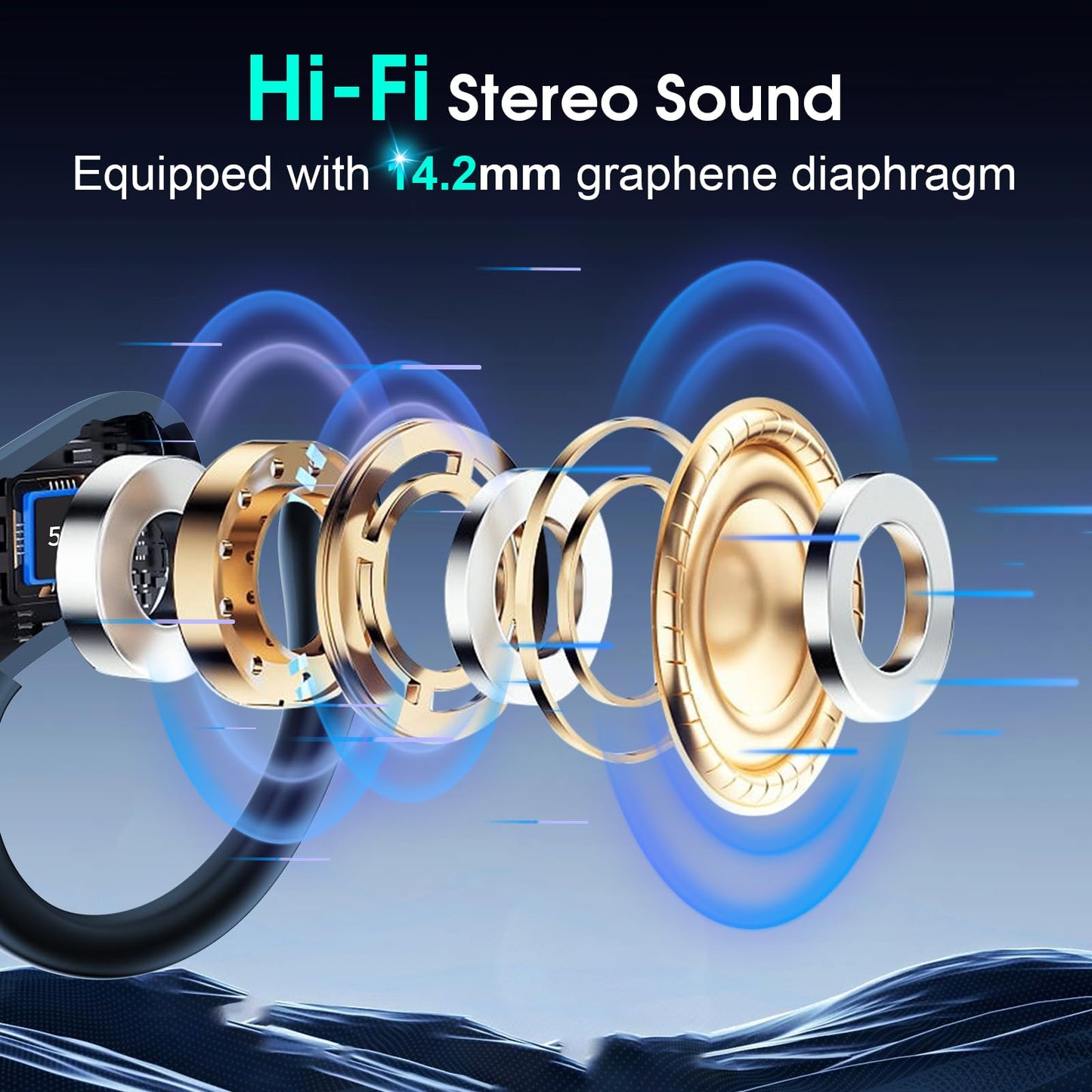 STECEi Wireless Earbuds β 75H Bluetooth 5.4 Earphones with ENC Noise Cancelling Mics, HiFi Stereo Sound, Earhooks, IP7 Waterproof for Running, Gym & Sports (Black)