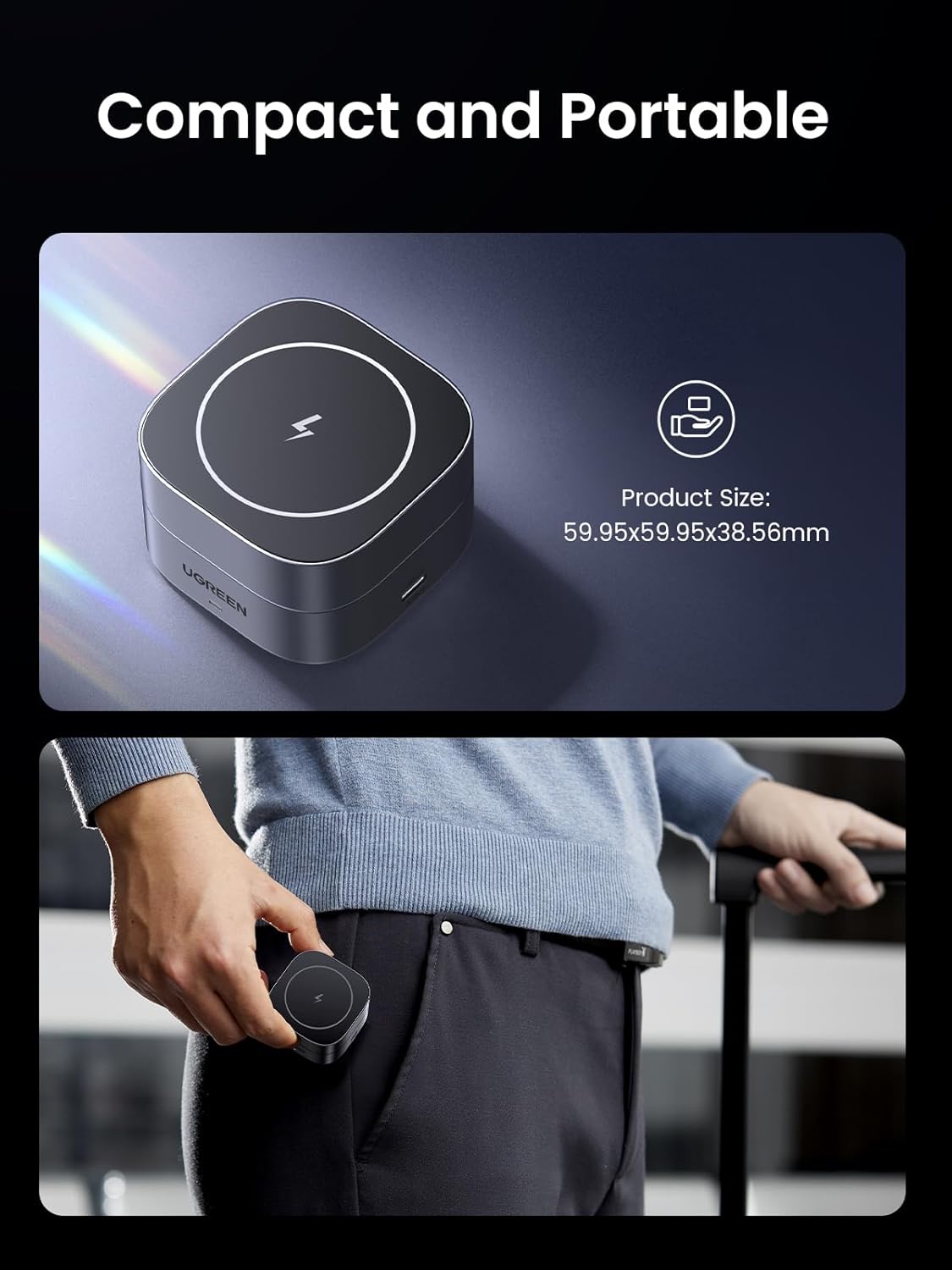UGREEN MagFlow MagSafe Charger Compatible, 15W Wireless Charger Stand,Magnetic Charging Station, Compatible with iPhone 16/15/15 Plus/15 Pro Max