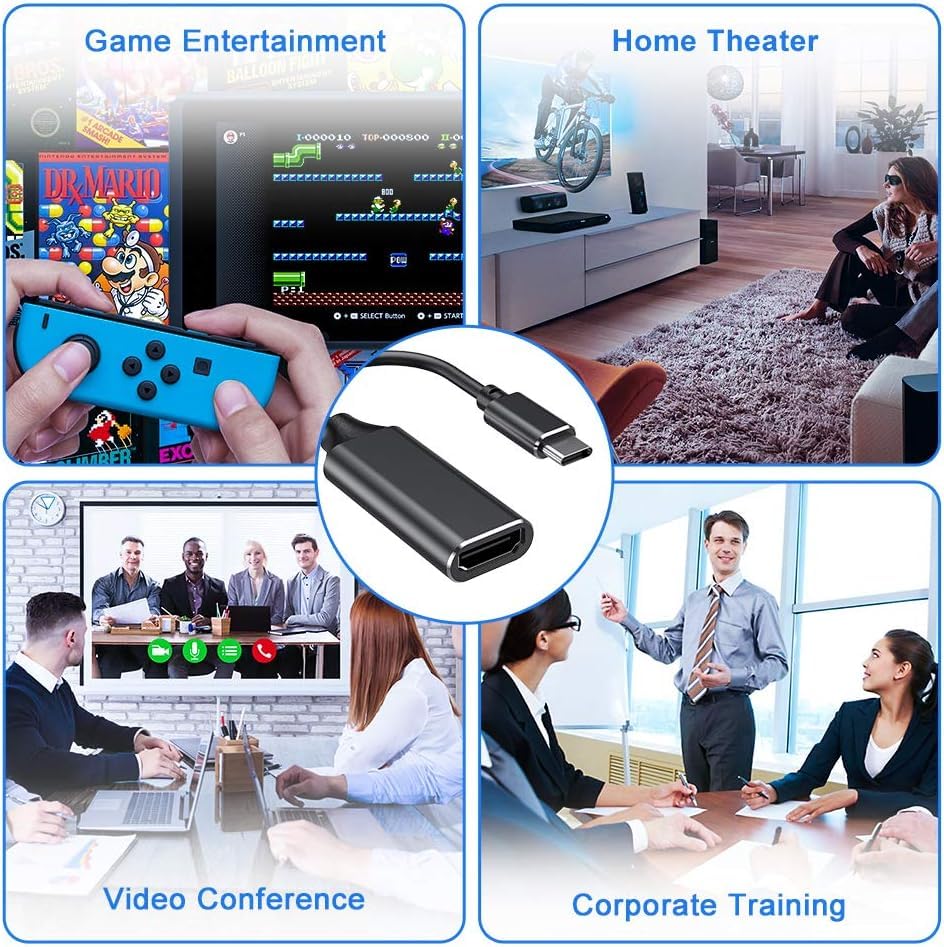 USB C to HDMI Adapter, Type c to HDMI 4K with Video Audio Output for iPhone 15,MacBook Pro Samsung Note, Huawei Mate