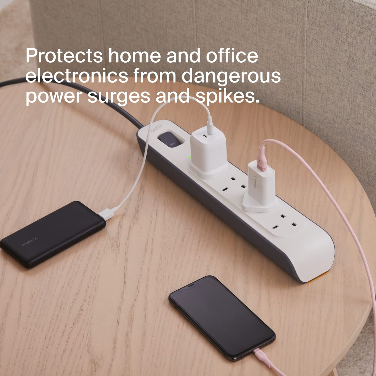 Belkin Surge Protected Extension Lead – 8 Sockets + 2 USB Ports (2.4A), 2m Cable