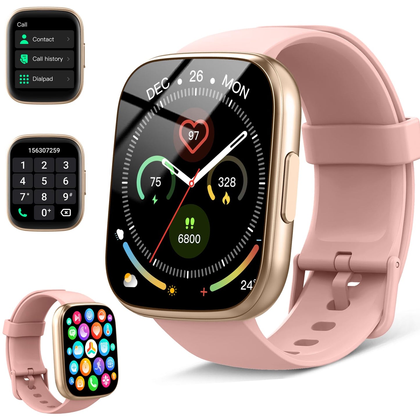 Smart Watch for Men & Women with Call Function, 1.95" HD Display, Heart Rate, SpO2, Sleep Tracker, 100+ Sports Modes, IP68 Waterproof Fitness Tracker for Android & iOS