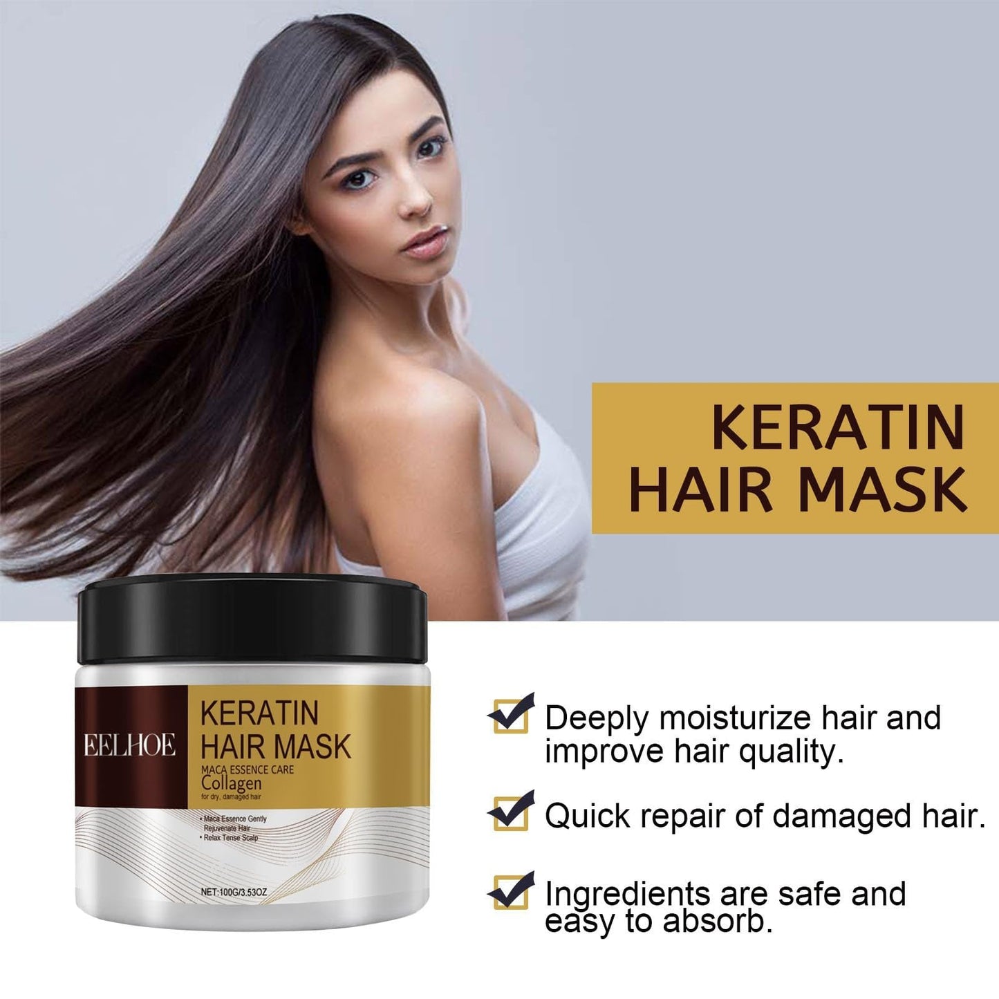 KeyoGoS Collagen Hair Treatment, Collagen Hair Mask, Deep Repair Conditioner Hair Masks, Keratin Hair Mask Collagen Treatment, Suitable for Dry and Easily Damaged Hair