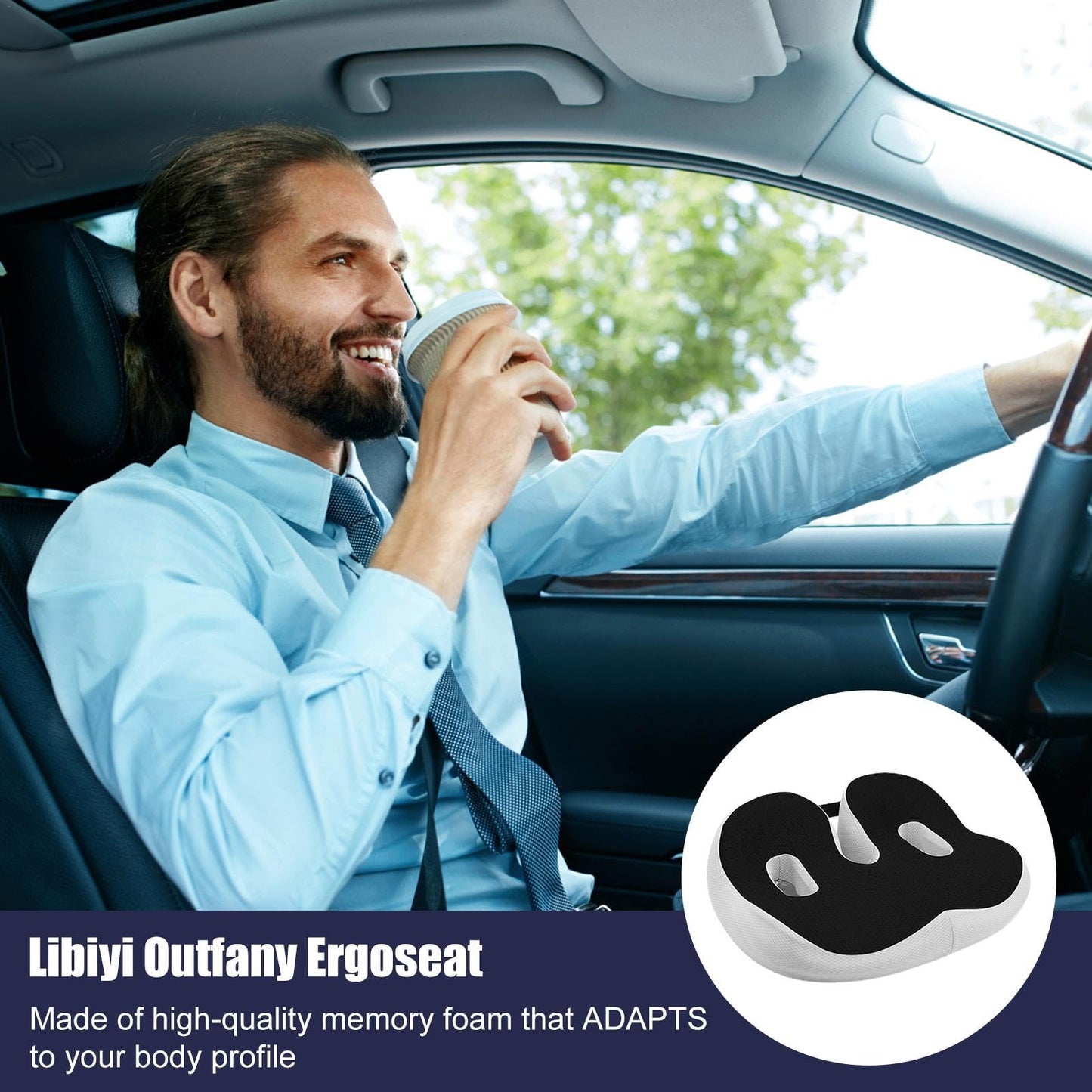 Qeepucak Outfany Ergoseat, Libiyi Outfany, Hilipert Ergoseat, Hilipert Memorys Foam Seat Cushion, Orthopedic Seat Cushion, for Long Sitting, Workers, Students for Studying, Writing