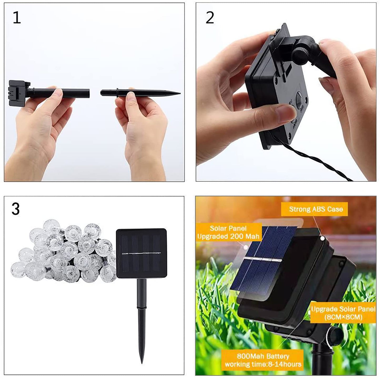 Lezonic Solar Fairy Lights Outdoor – 50 LED Waterproof String Lights